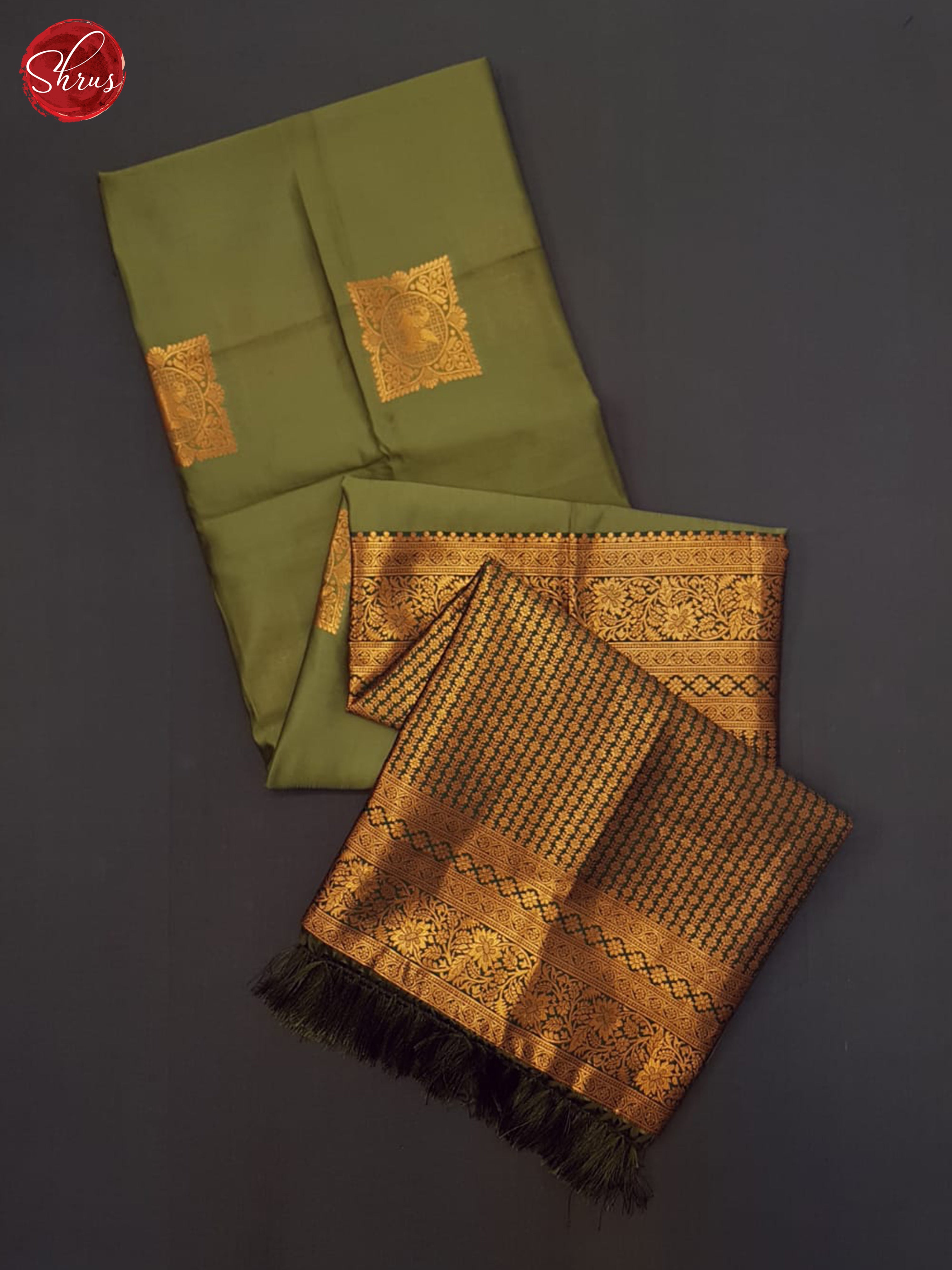 Greenish Grey & Green- Semi Softsilk Saree - Shop on ShrusEternity.com