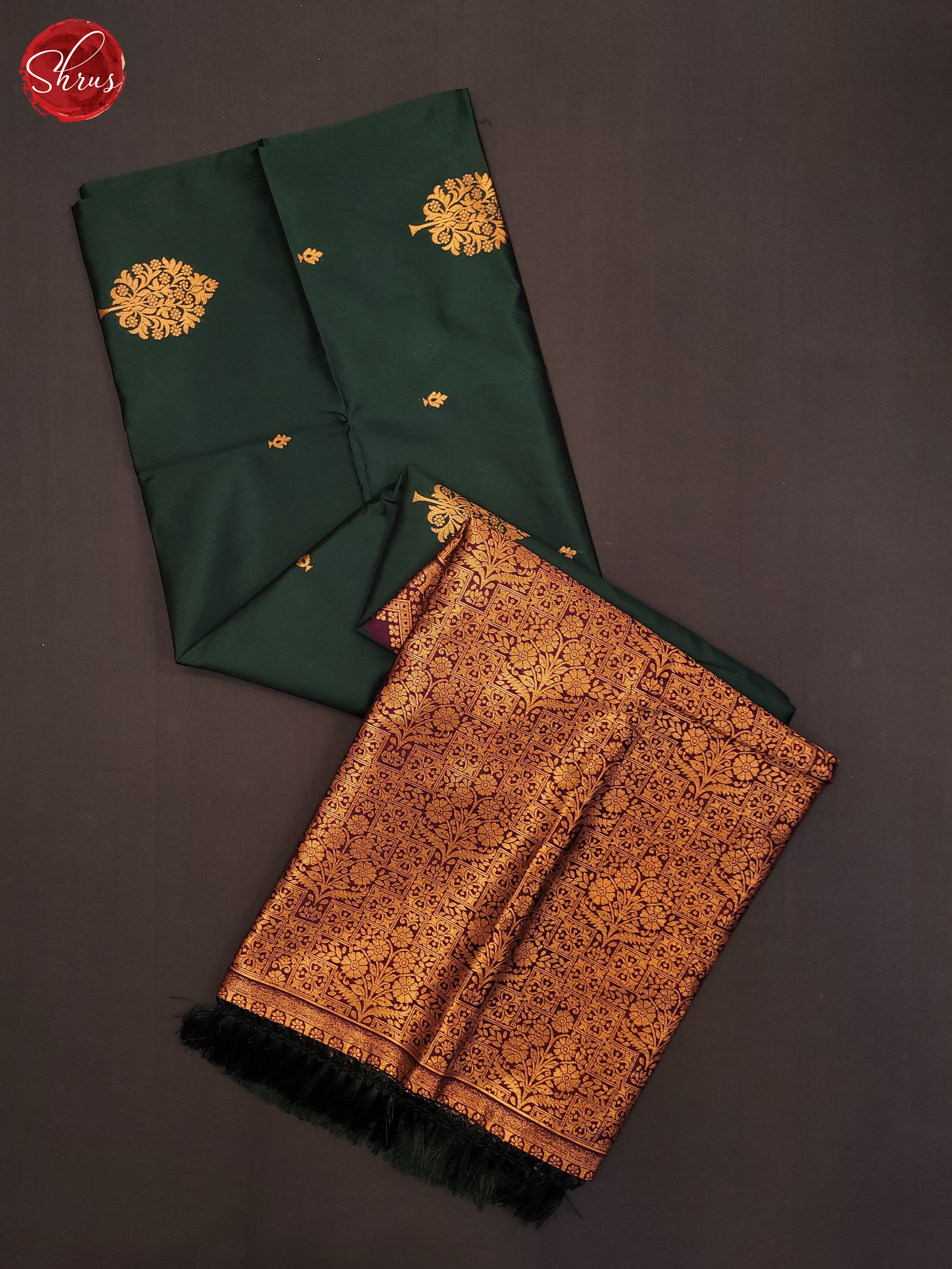 Bottle Green & Wine - Semi Soft Silk Saree - Shop on ShrusEternity.com