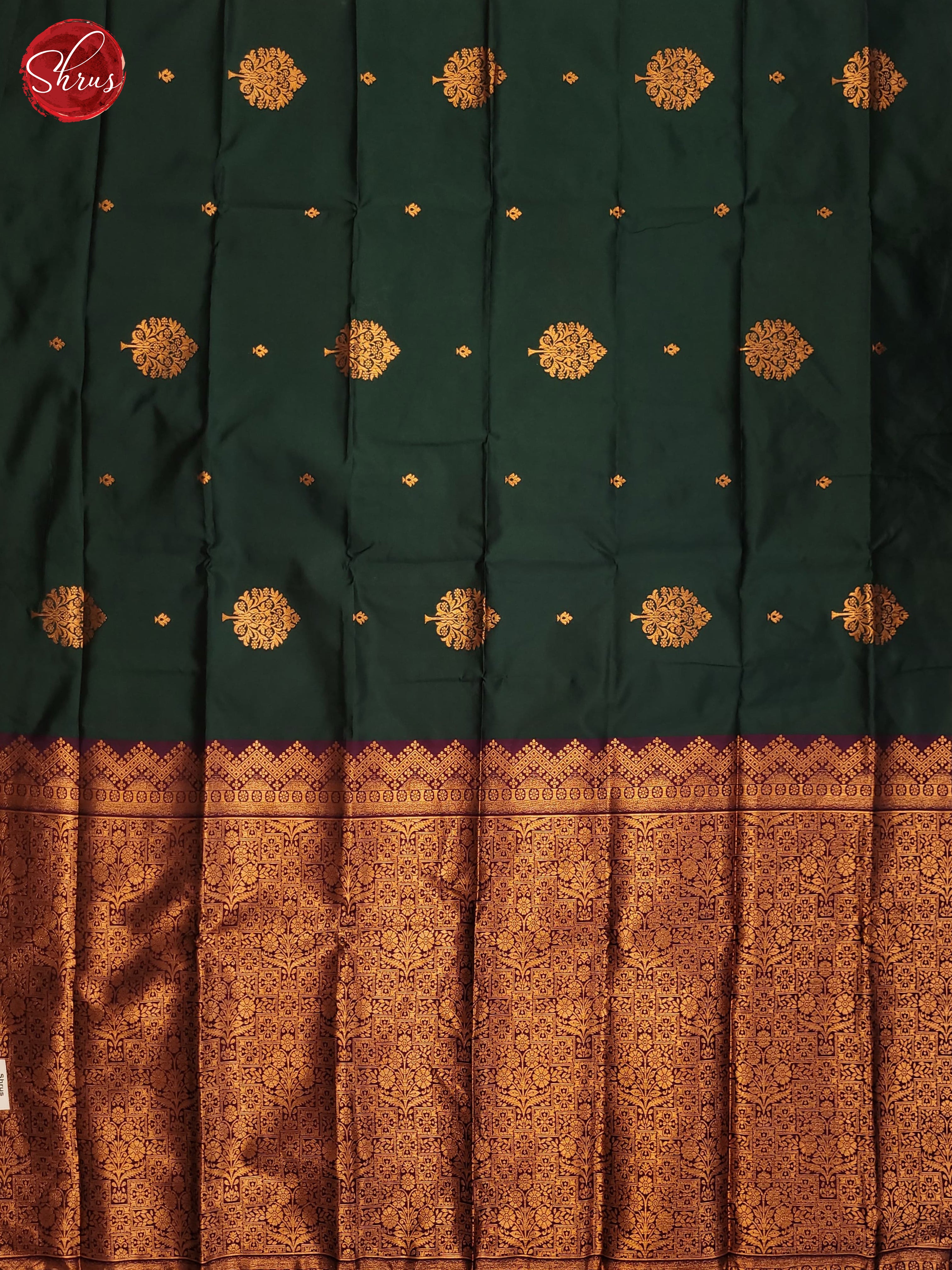 Bottle Green & Wine - Semi Soft Silk Saree - Shop on ShrusEternity.com