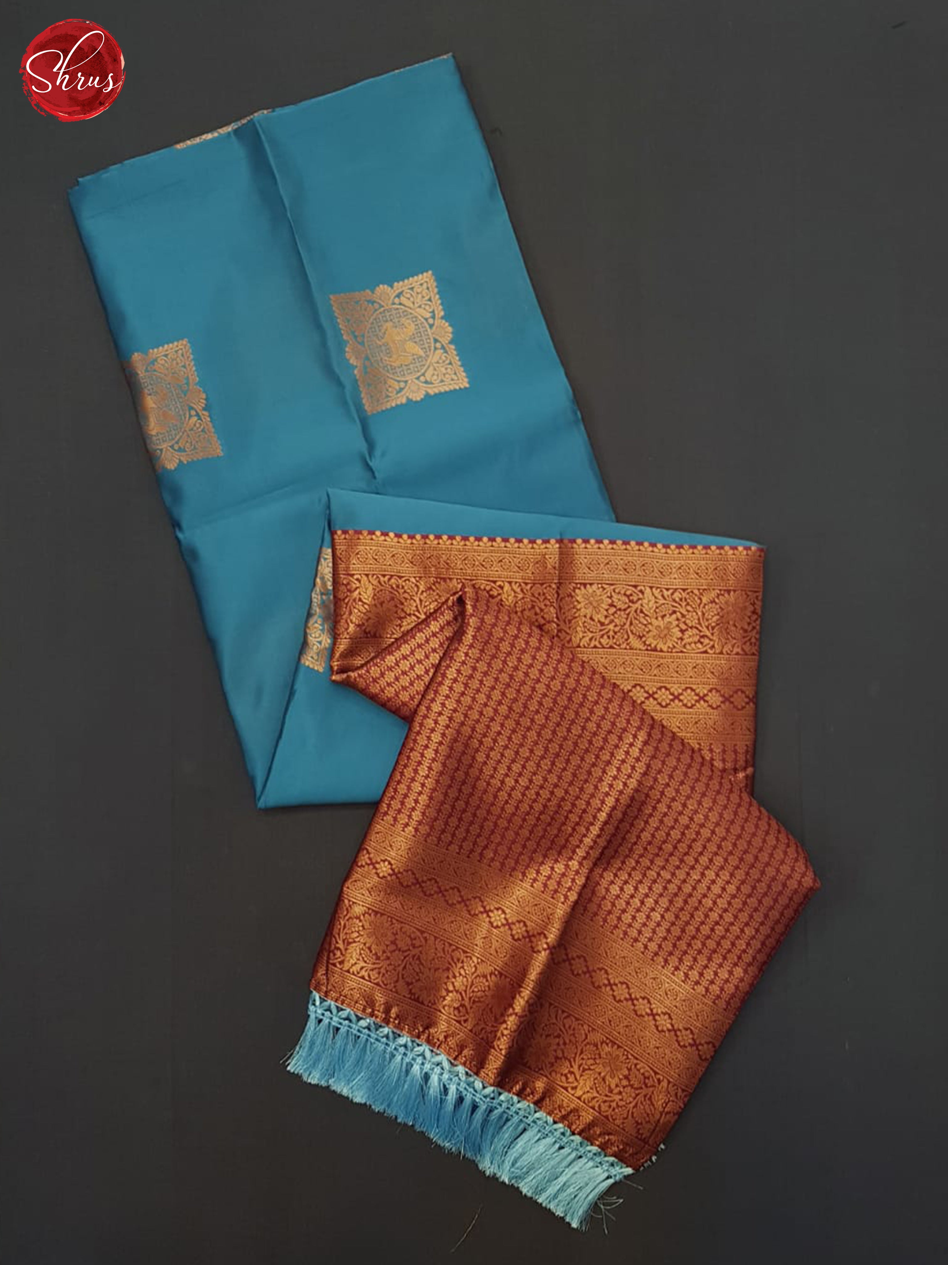 Blue & Red - Semi Softsilk Saree - Shop on ShrusEternity.com