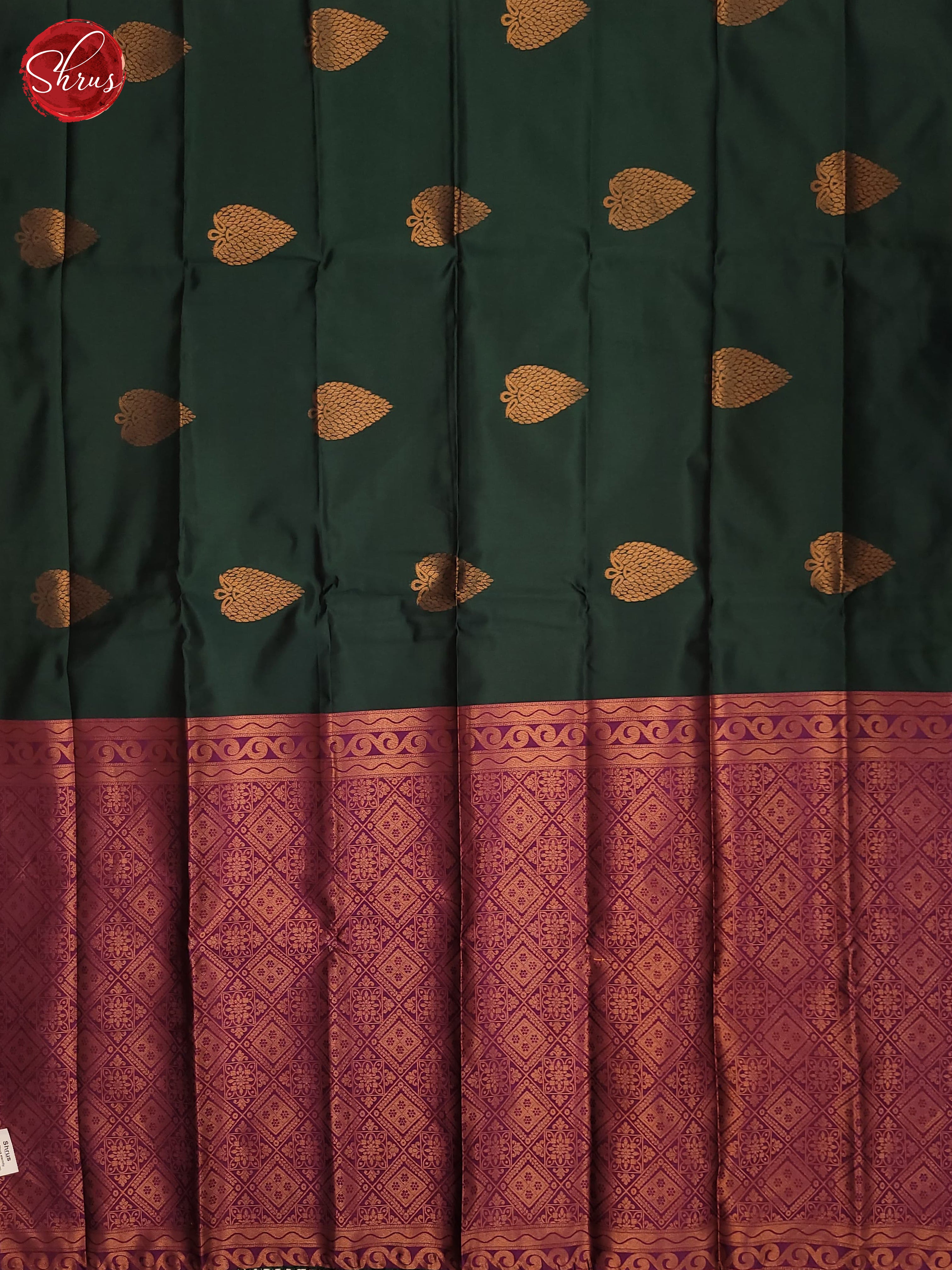 Bottle Green & Purple - Semi Soft Silk Saree - Shop on ShrusEternity.com