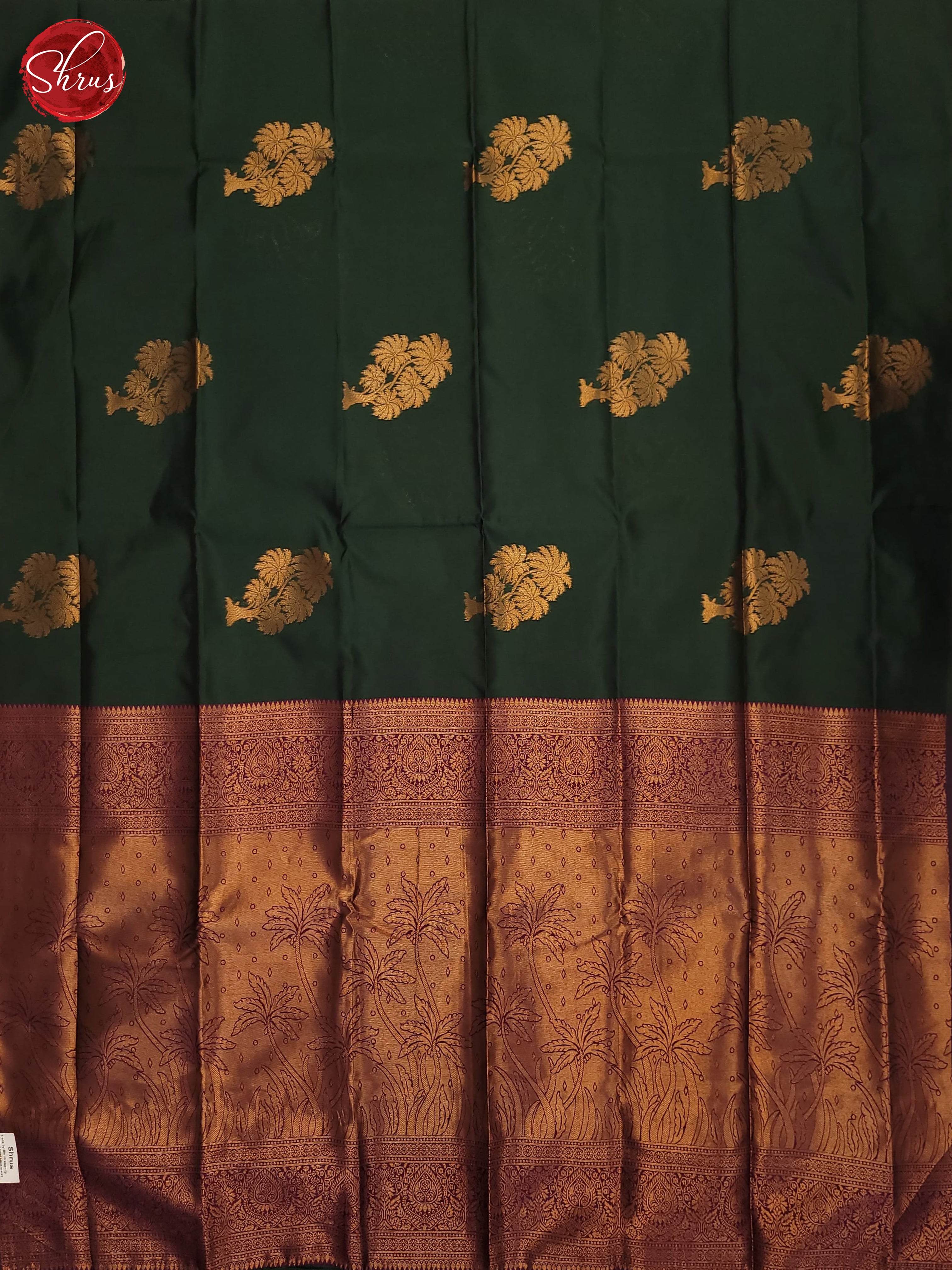 Bottle Green & Wine- Semi Soft Silk Saree - Shop on ShrusEternity.com