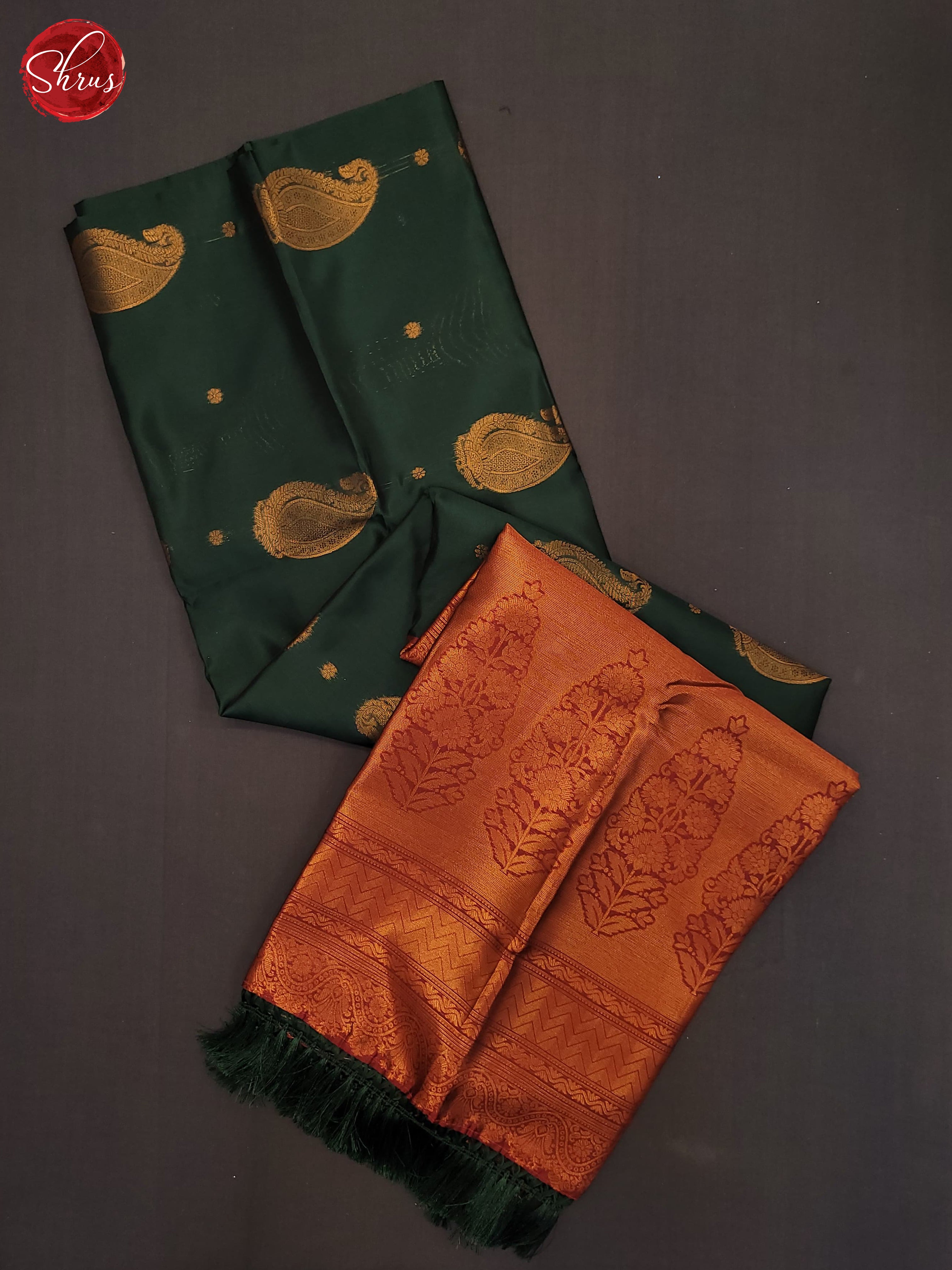 Bottle Green & Maroon- Semi Soft Silk Saree - Shop on ShrusEternity.com