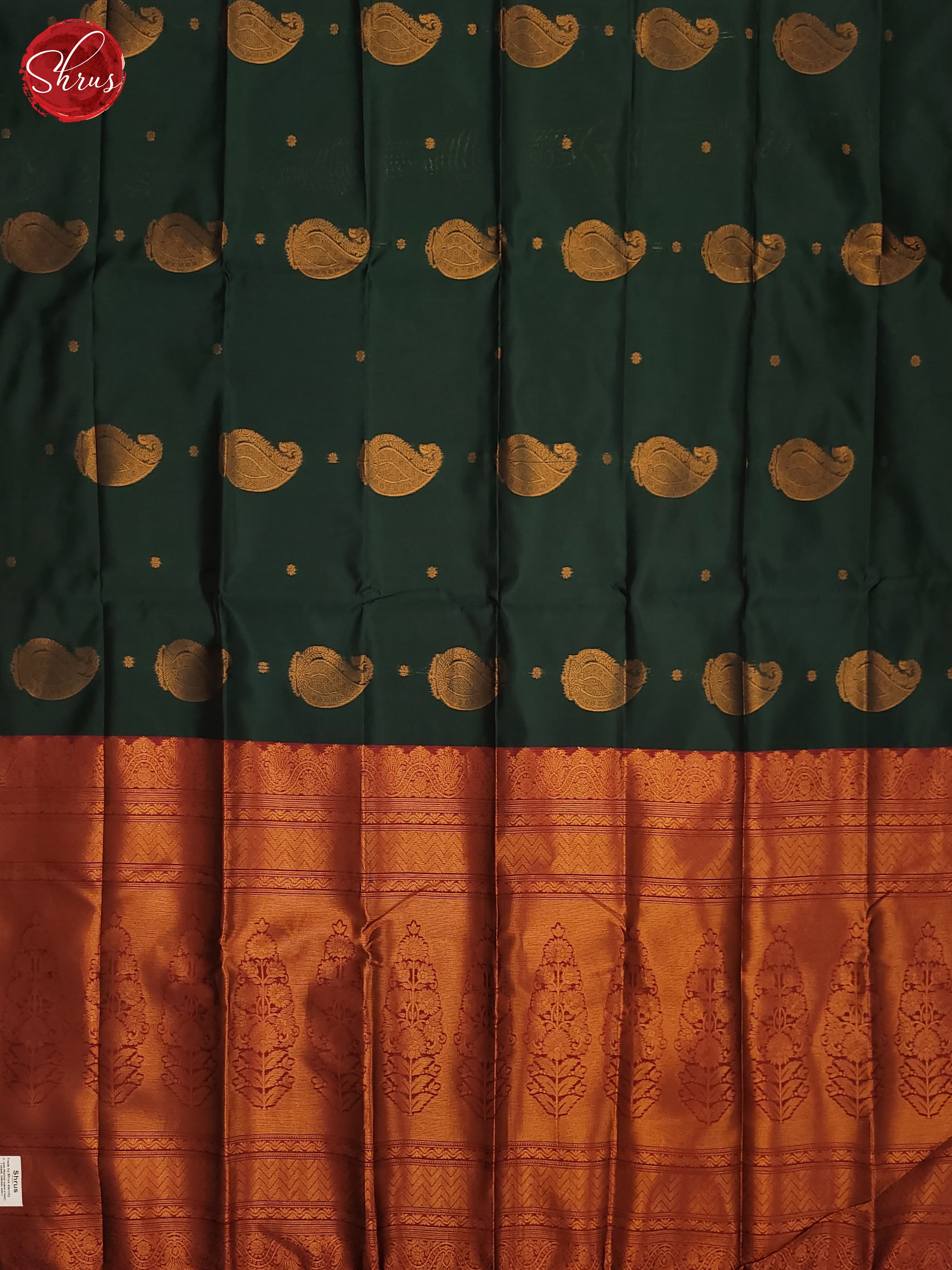 Bottle Green & Maroon- Semi Soft Silk Saree - Shop on ShrusEternity.com