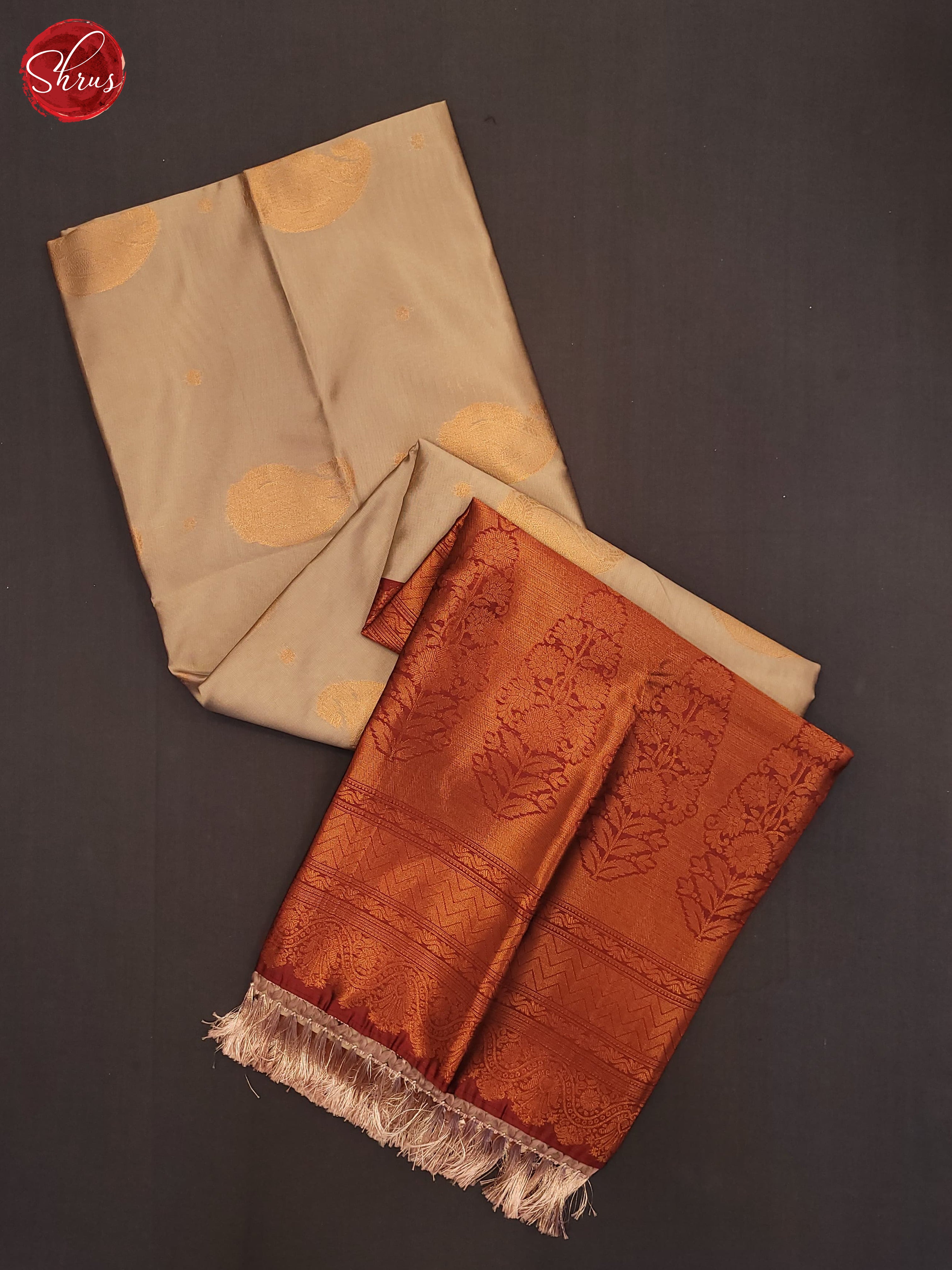 Grey & Maroon - Semi Soft Silk Saree - Shop on ShrusEternity.com