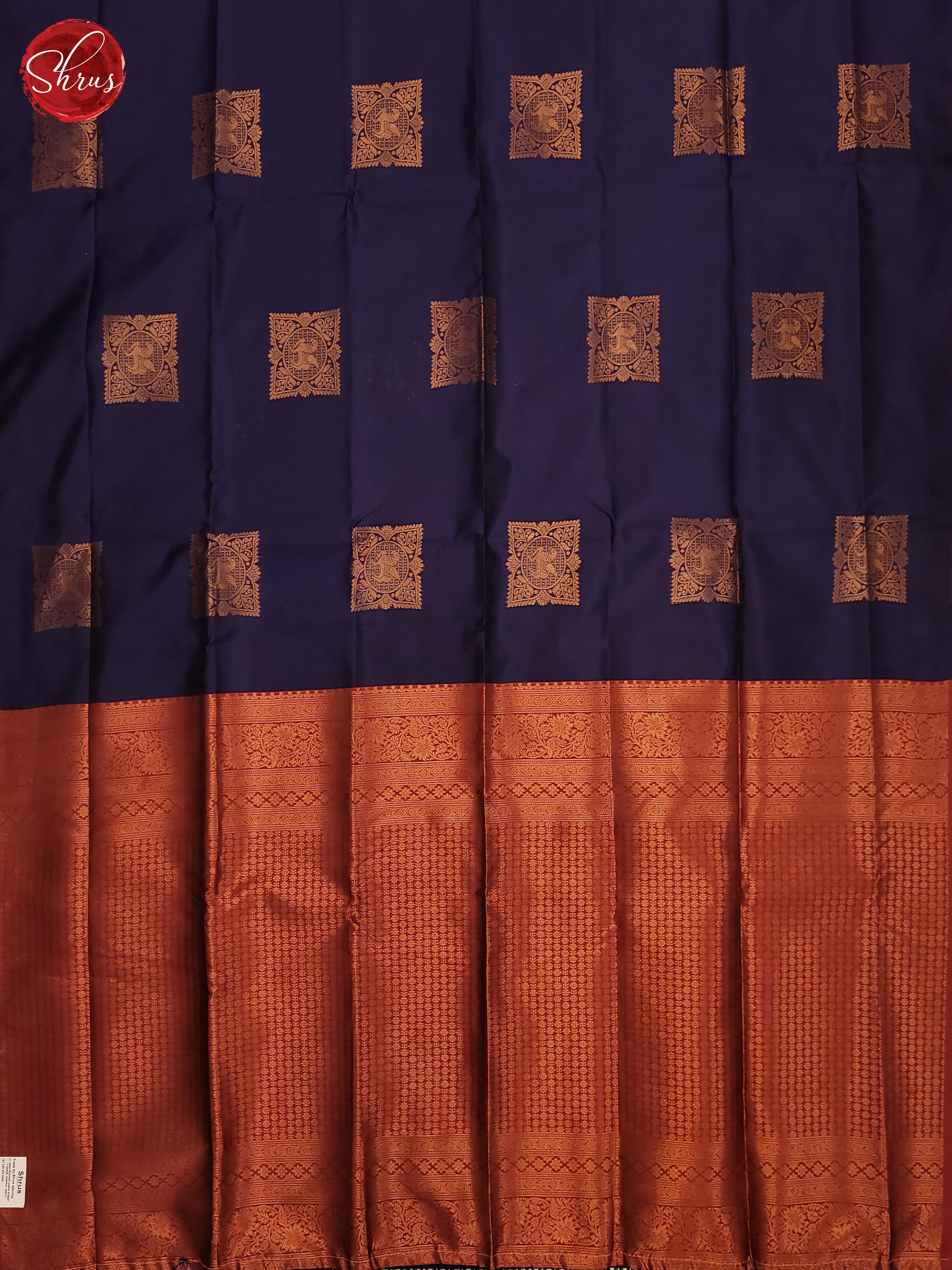 Navy Blue & Maroon  - Semi Soft Silk Saree - Shop on ShrusEternity.com