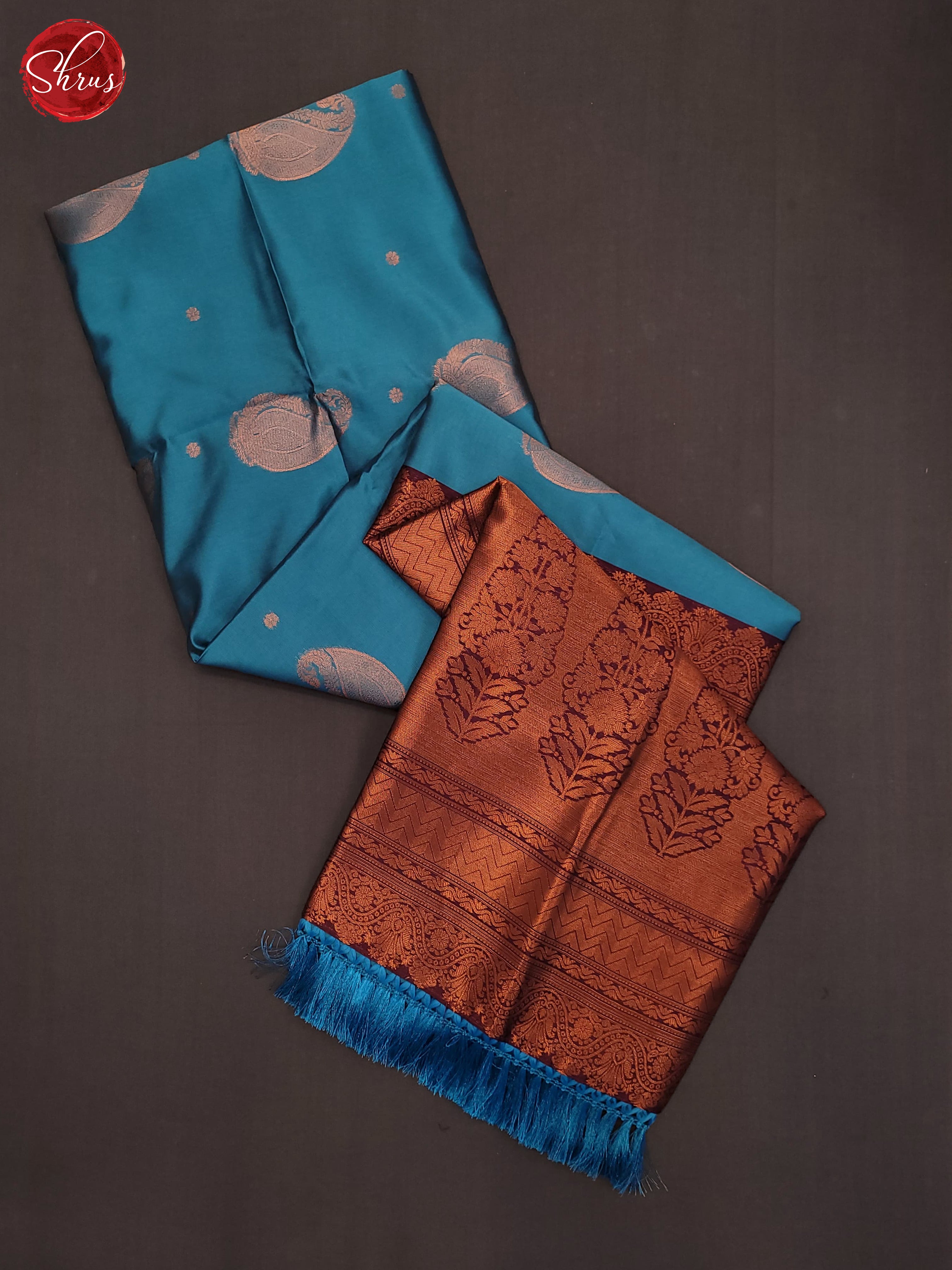 Blue & Wine - Semi Softsilk Saree - Shop on ShrusEternity.com