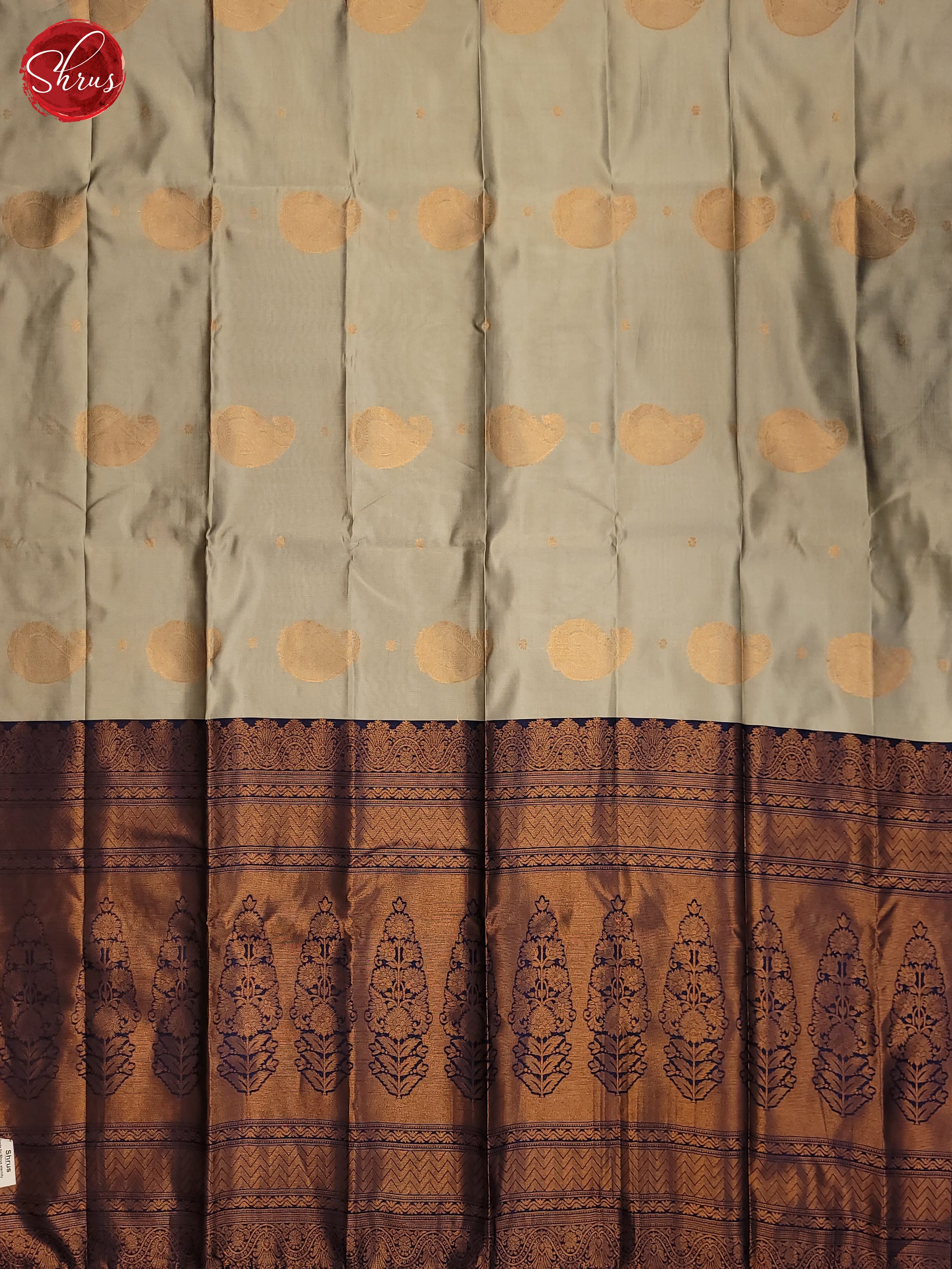 Grey & Blue - Semi Softsilk Saree - Shop on ShrusEternity.com