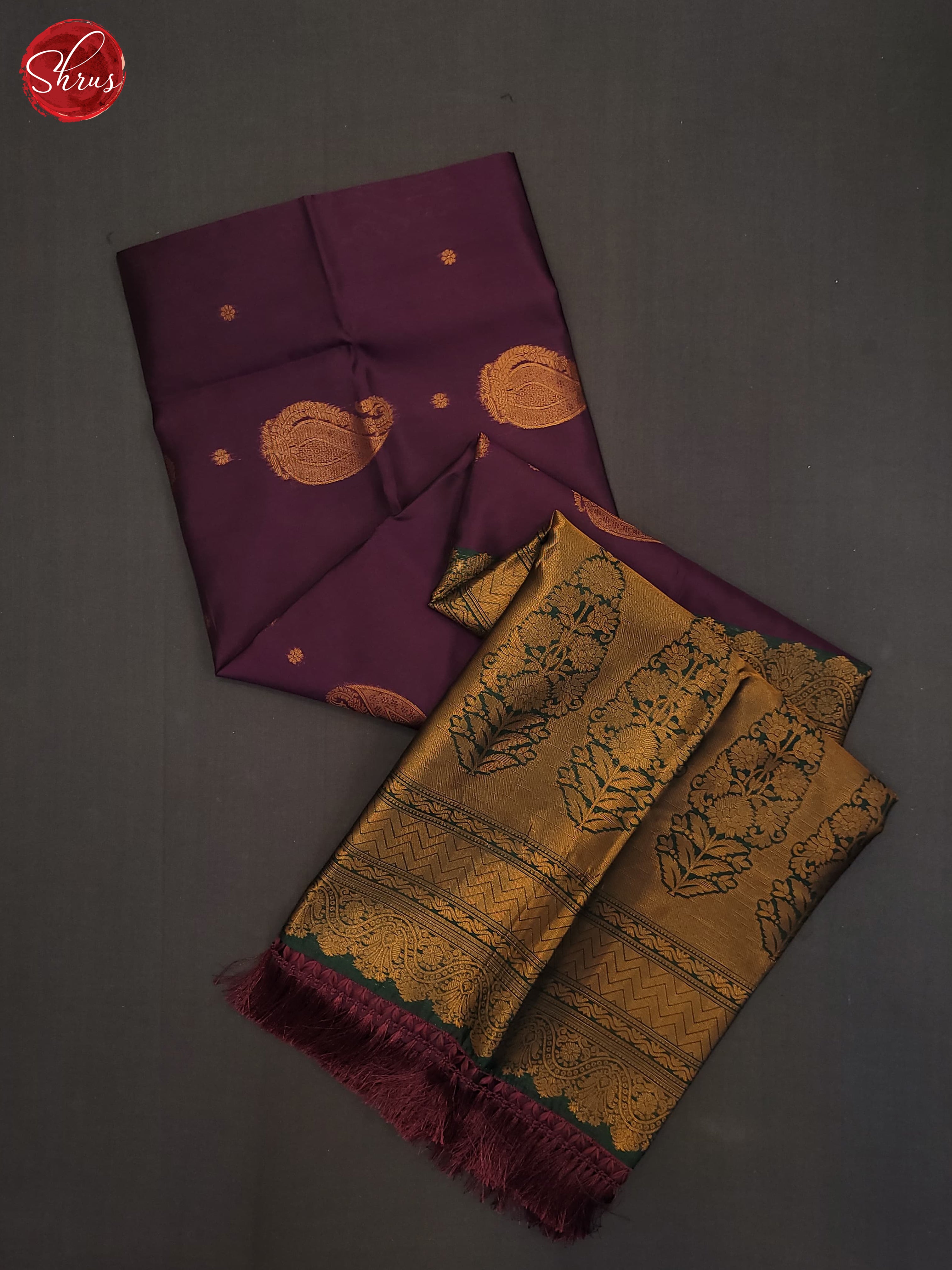 wine & Green - Semi Soft Silk Saree - Shop on ShrusEternity.com