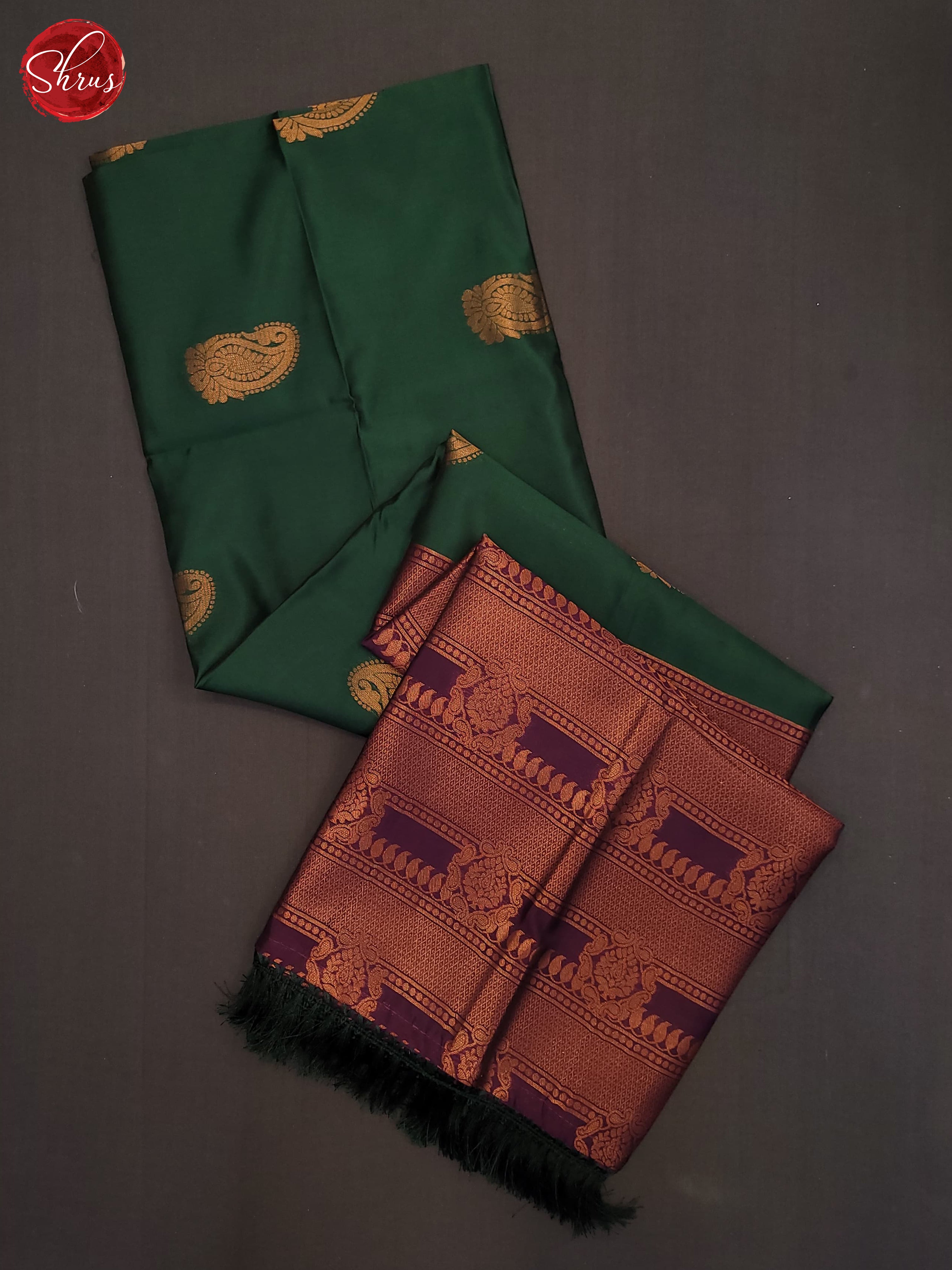 Bottle Green & Wine - Semi Soft Silk Saree - Shop on ShrusEternity.com