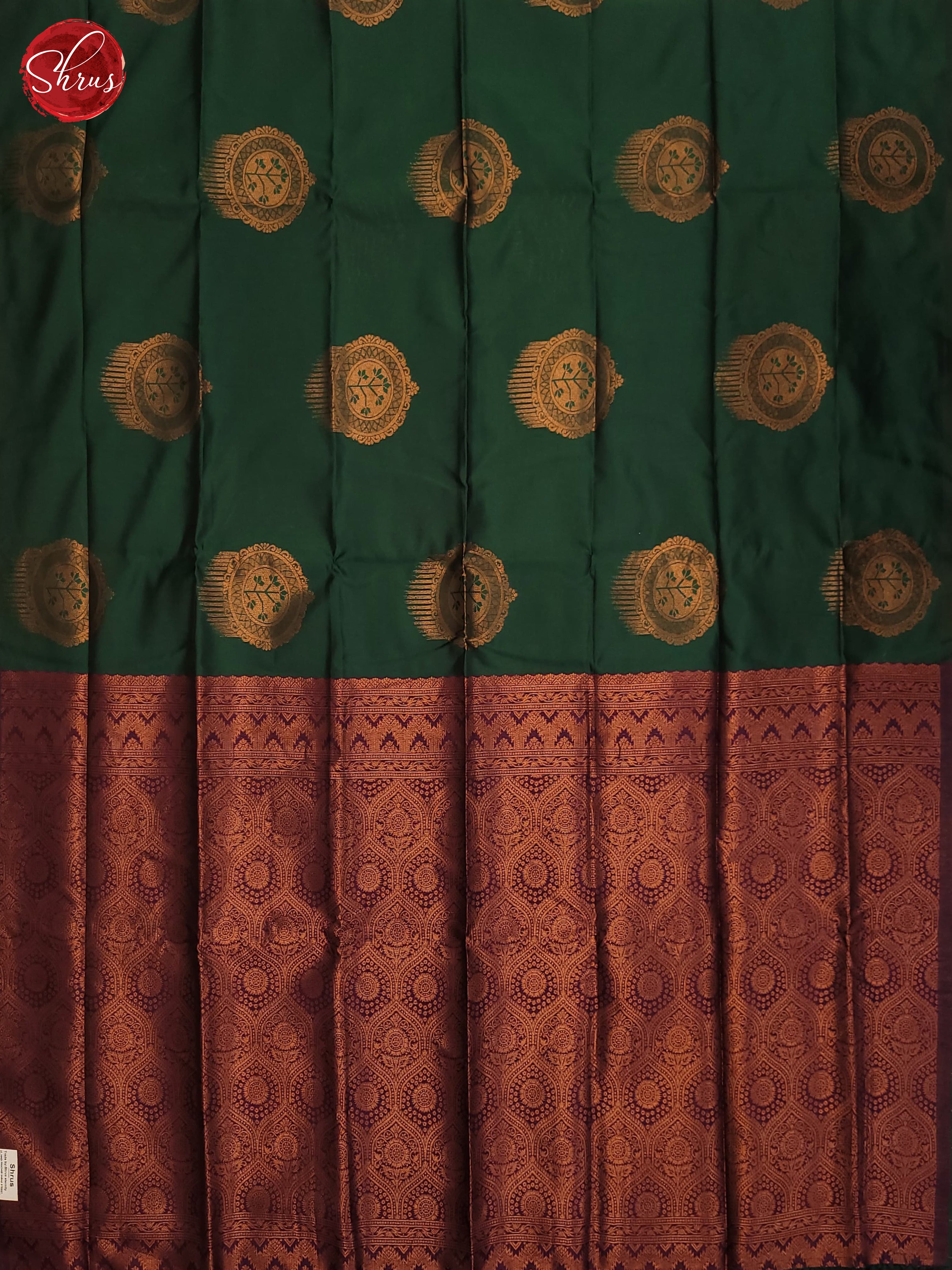 Bottle Green & Wine- Semi Soft Silk Saree - Shop on ShrusEternity.com