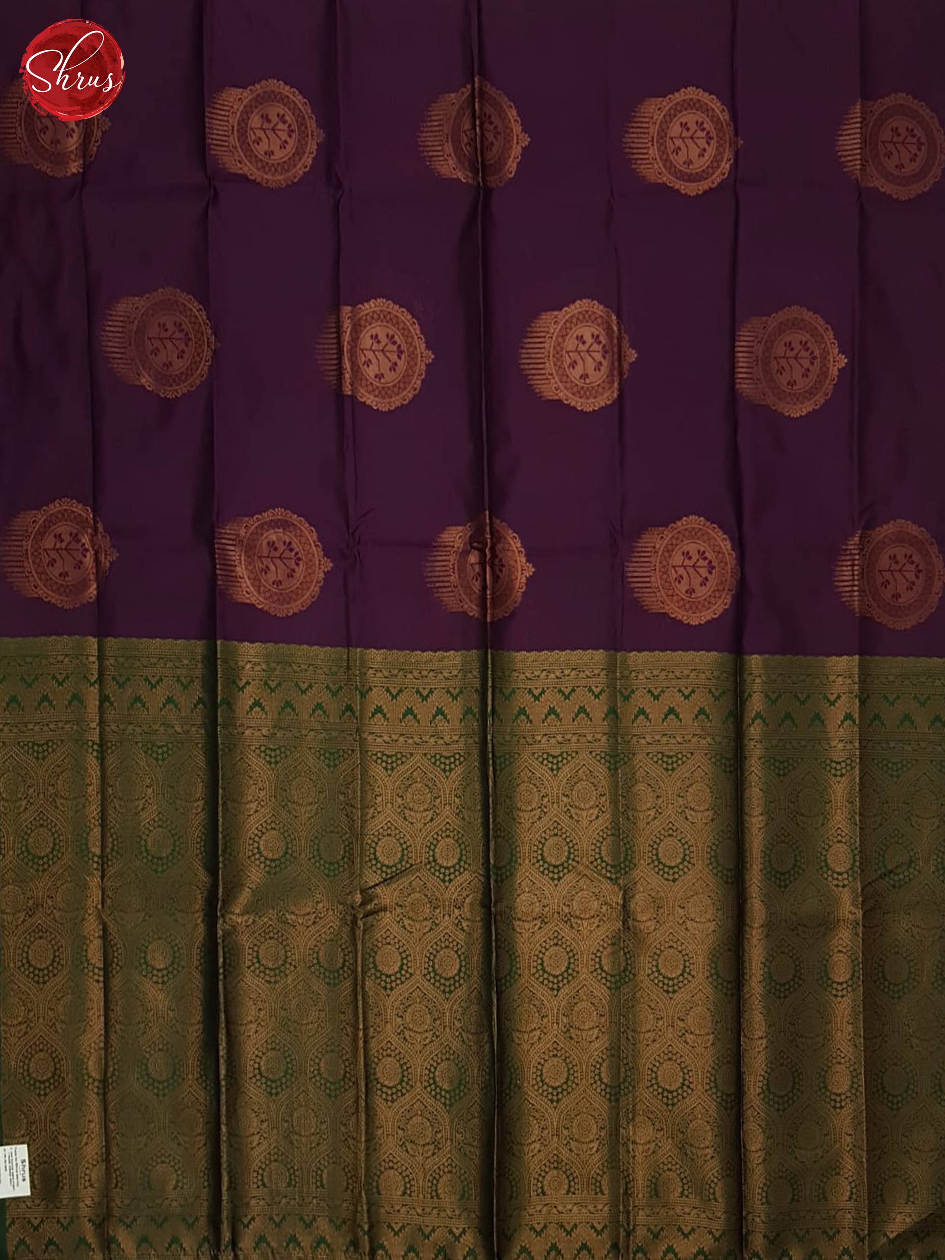 Wine & Green - Semi Softsilk Saree - Shop on ShrusEternity.com