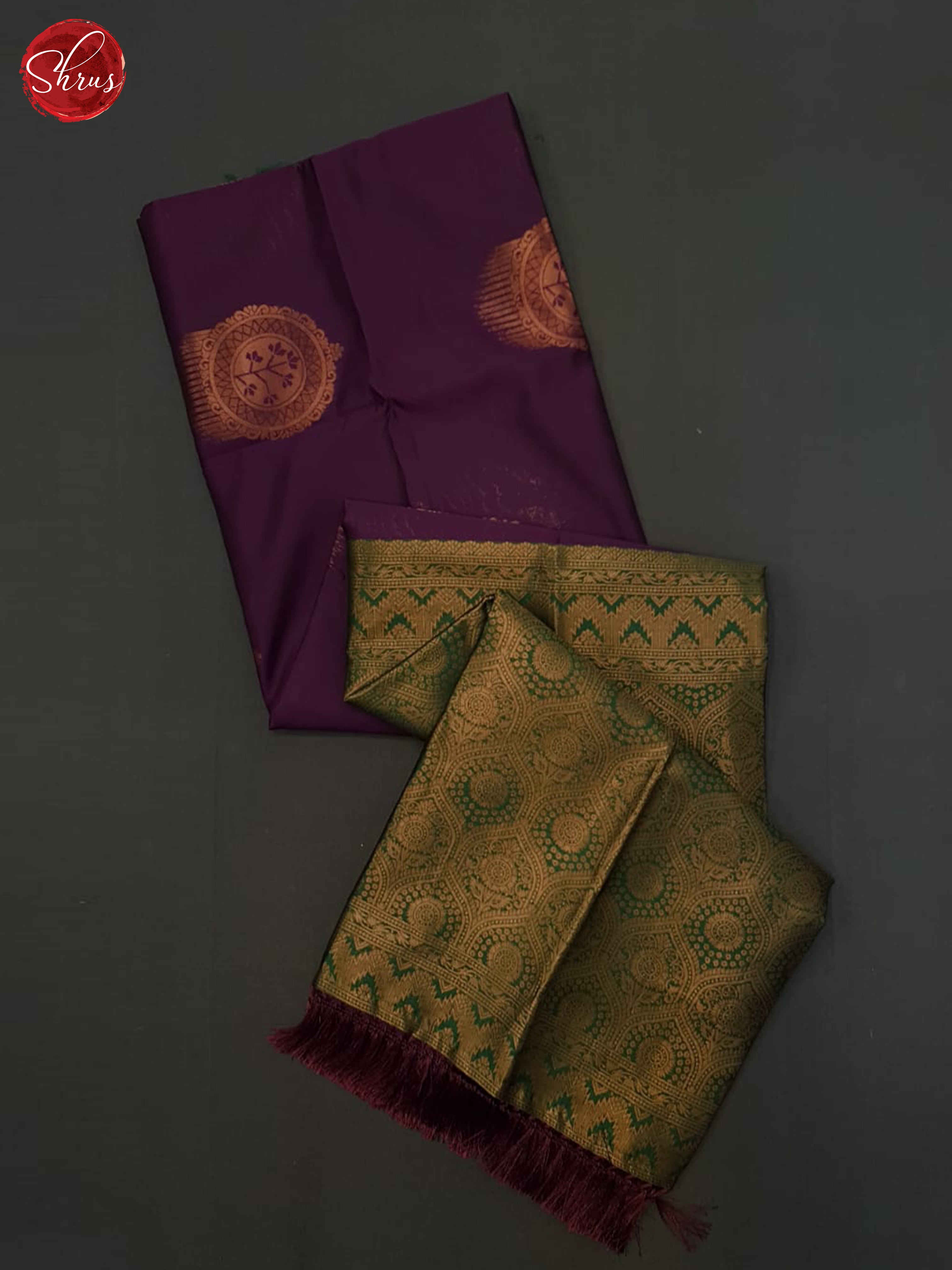 Wine & Green - Semi Softsilk Saree - Shop on ShrusEternity.com