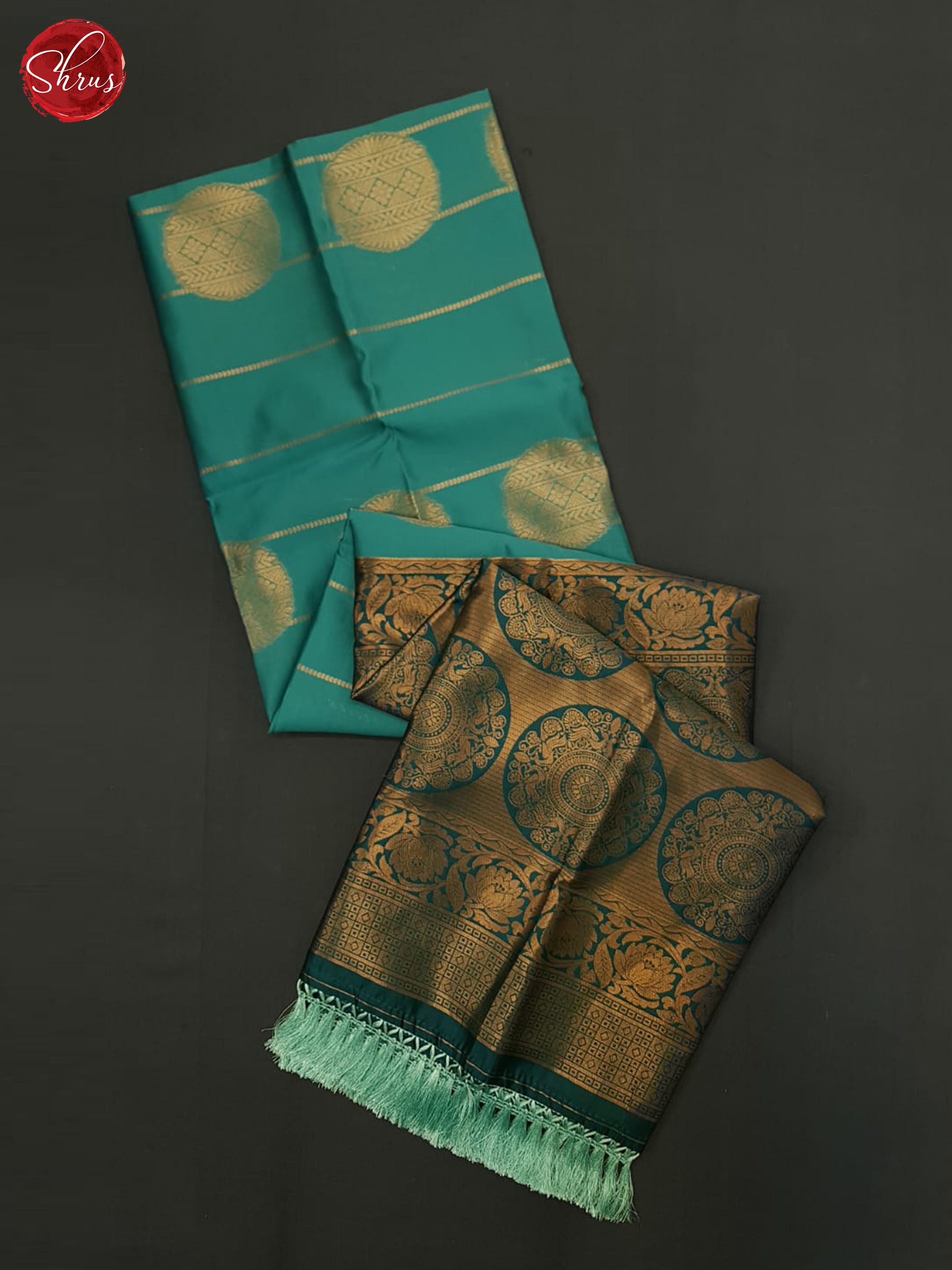 Blue & Teal - Semi Softsilk Saree - Shop on ShrusEternity.com