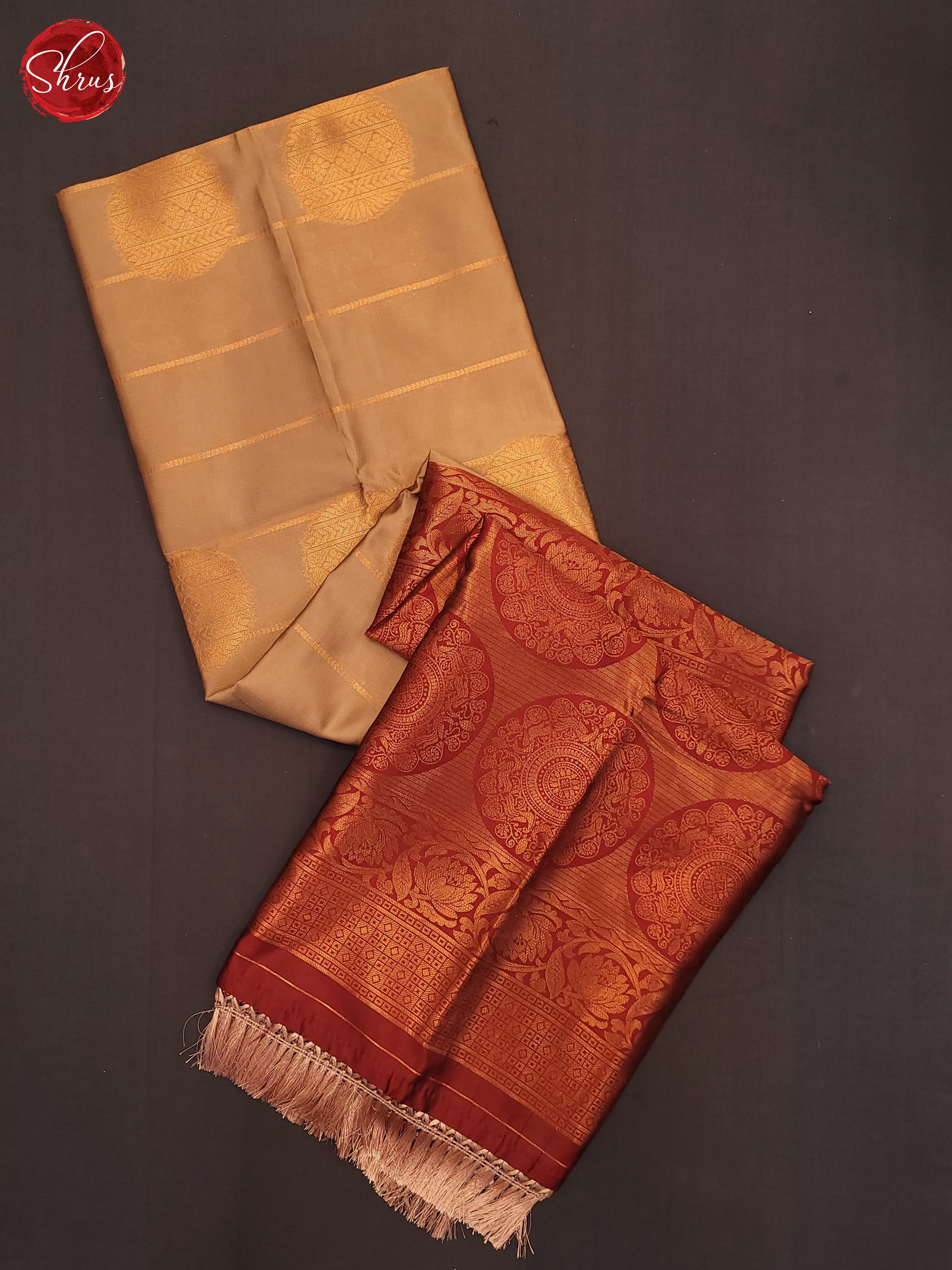 Beige & Maroon- Semi Soft Silk Saree - Shop on ShrusEternity.com