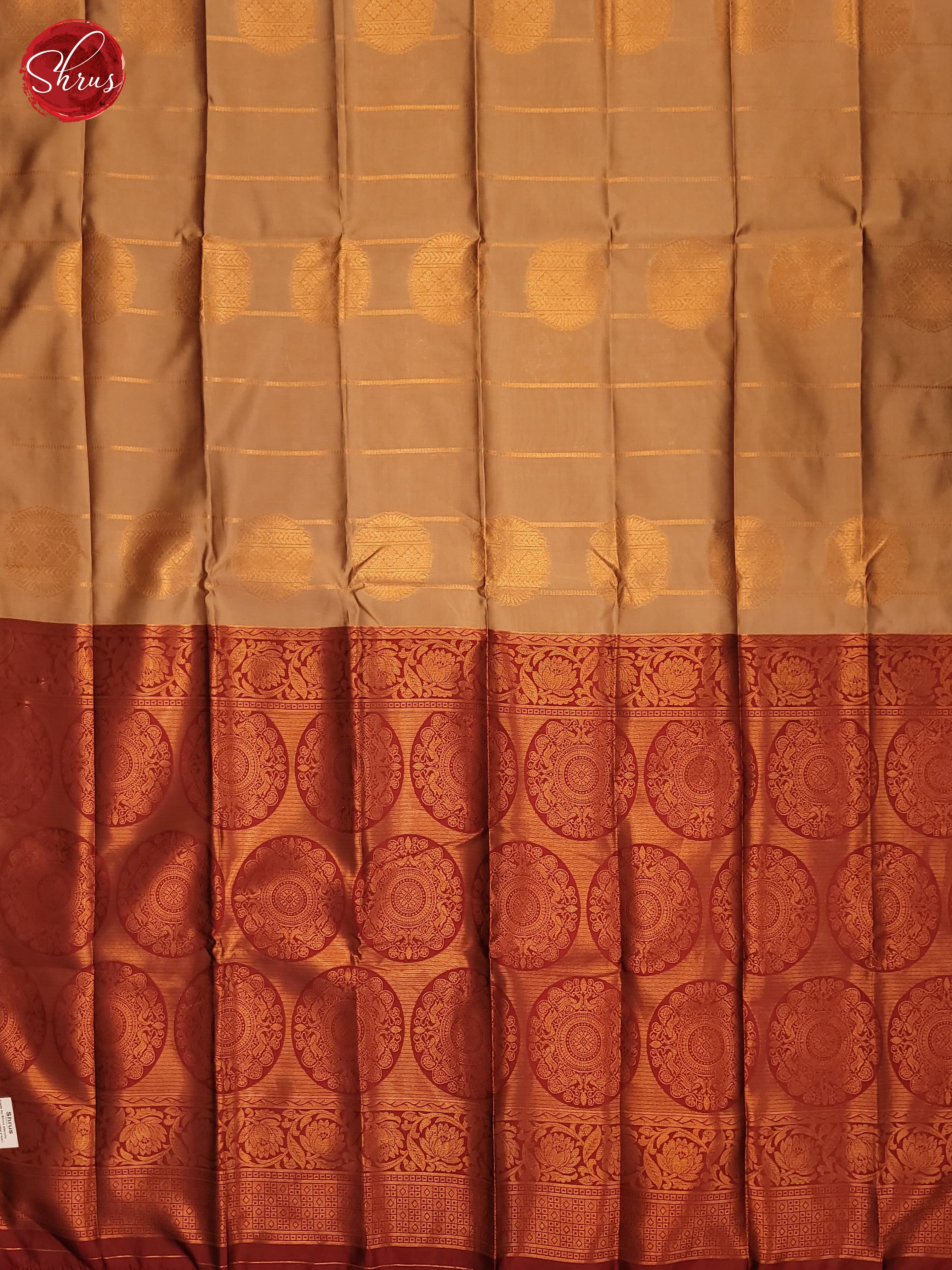 Beige & Maroon- Semi Soft Silk Saree - Shop on ShrusEternity.com