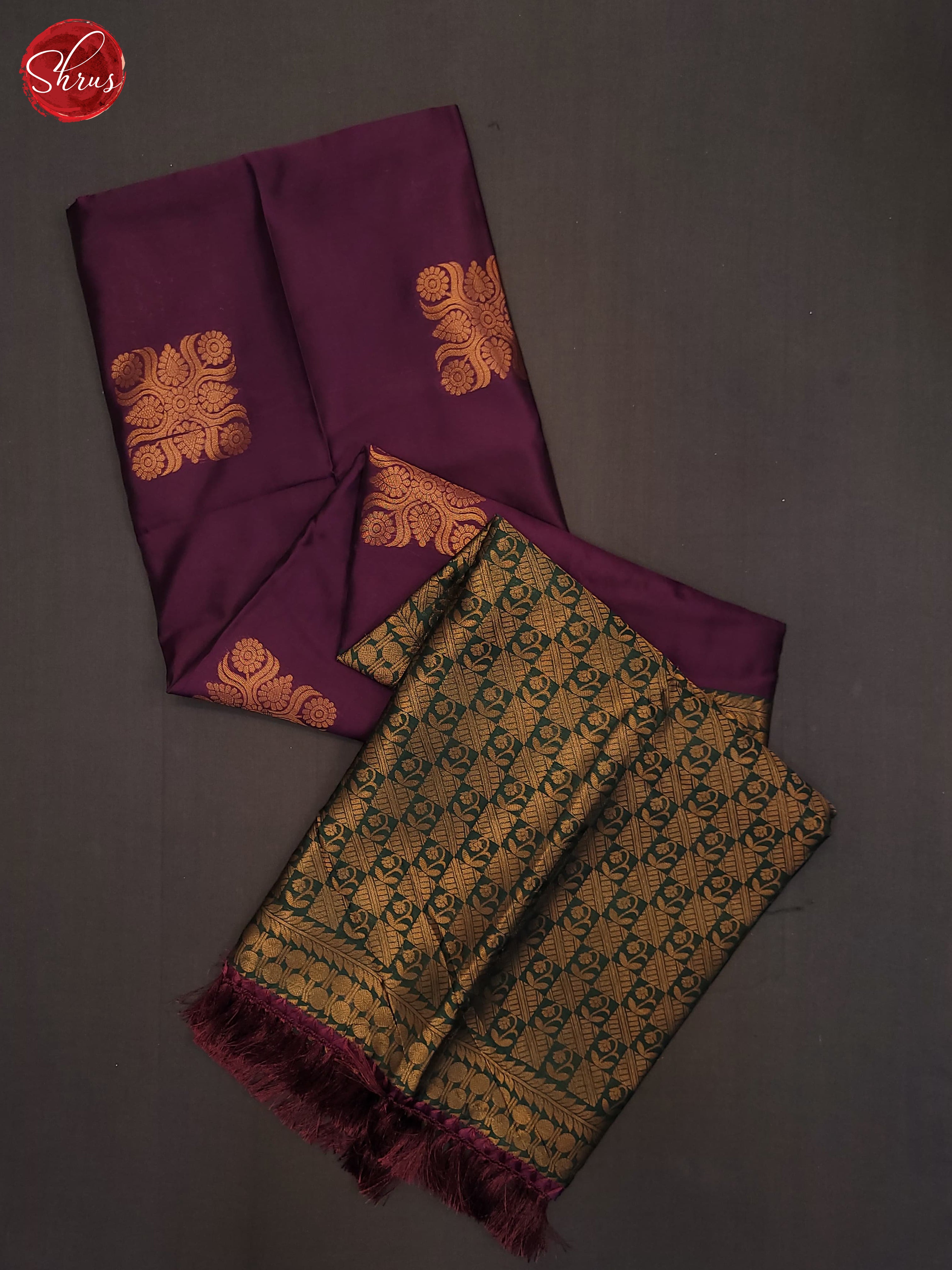 Wine & Green- Semi Soft Silk Saree - Shop on ShrusEternity.com