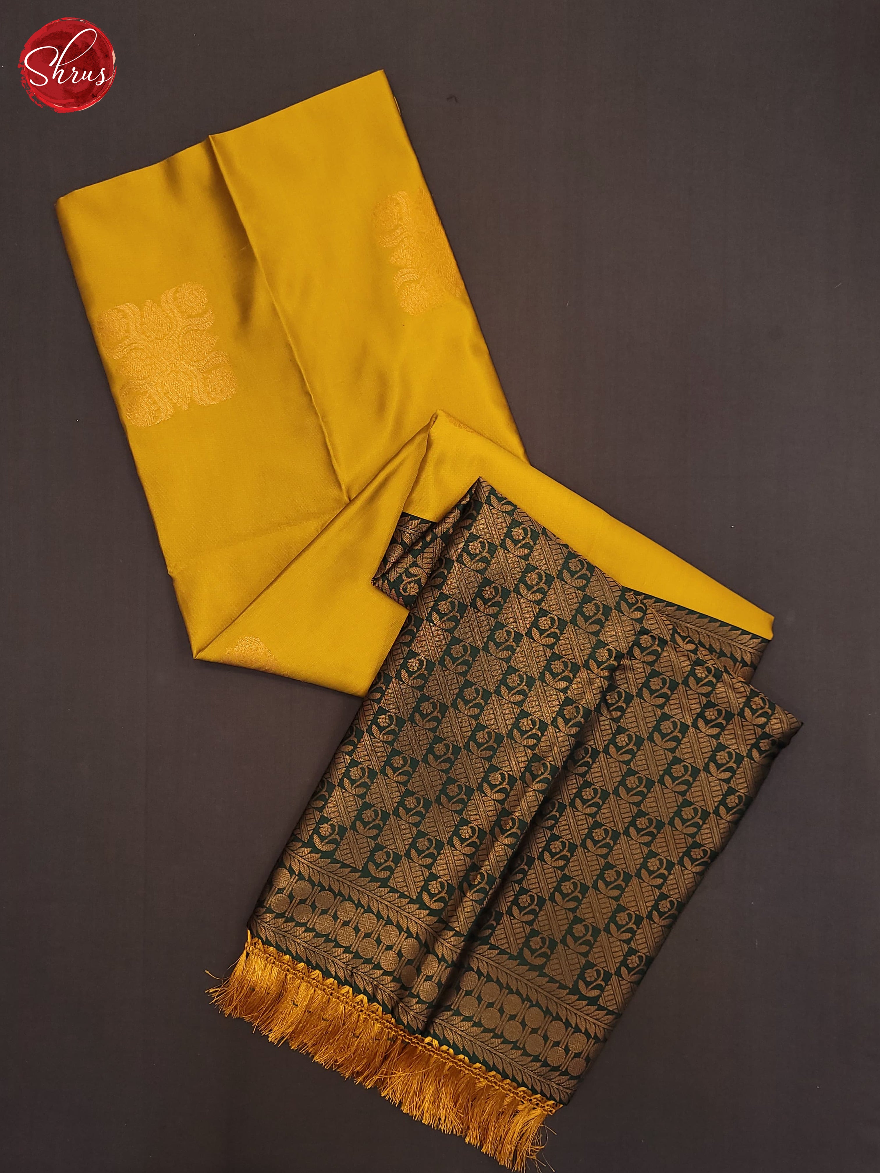 Mustard and Bottle green- Semi Soft Silk Saree - Shop on ShrusEternity.com