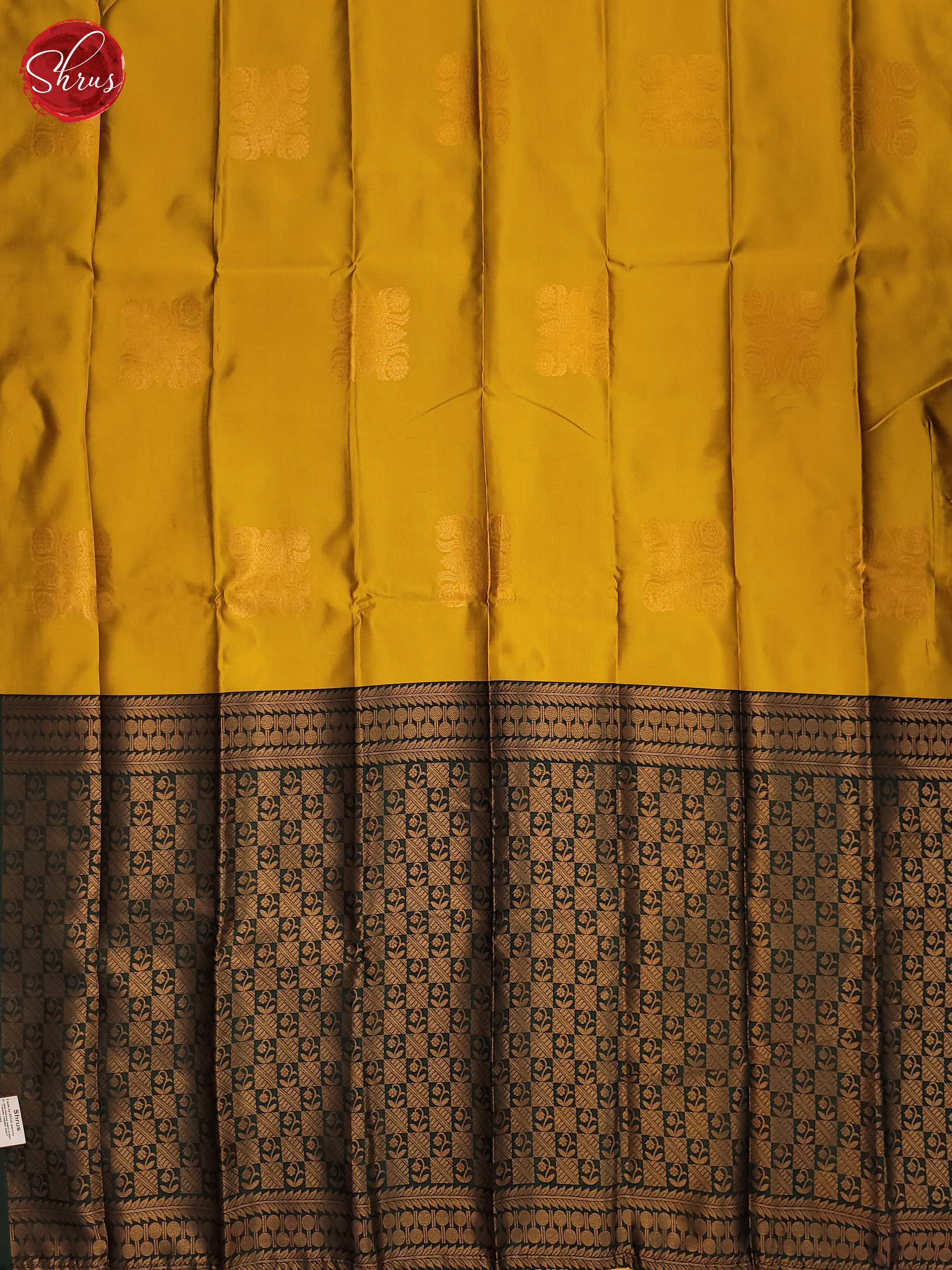 Mustard and Bottle green- Semi Soft Silk Saree - Shop on ShrusEternity.com