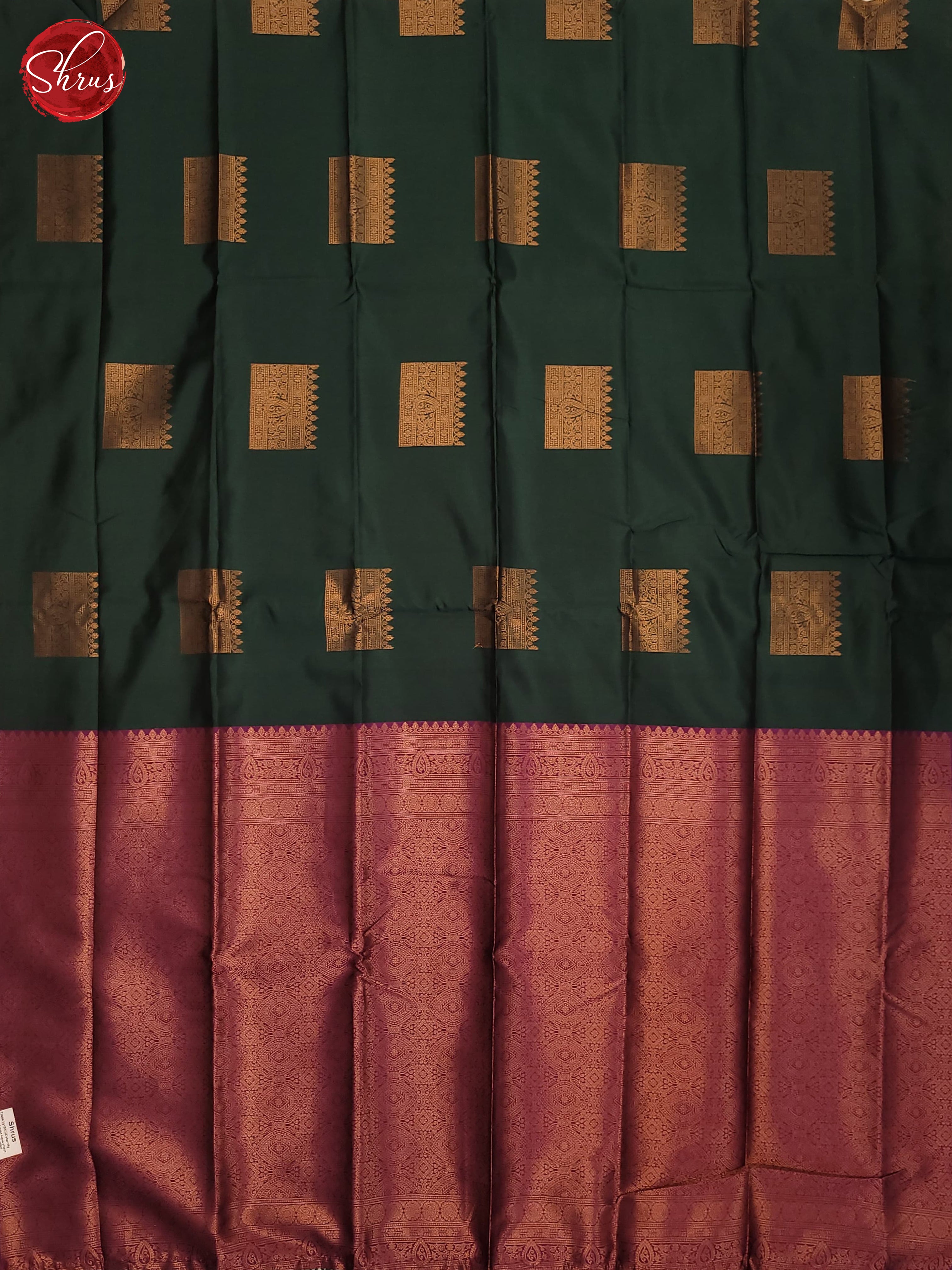 Bottle Green & Majenta - Semi Soft Silk Saree - Shop on ShrusEternity.com