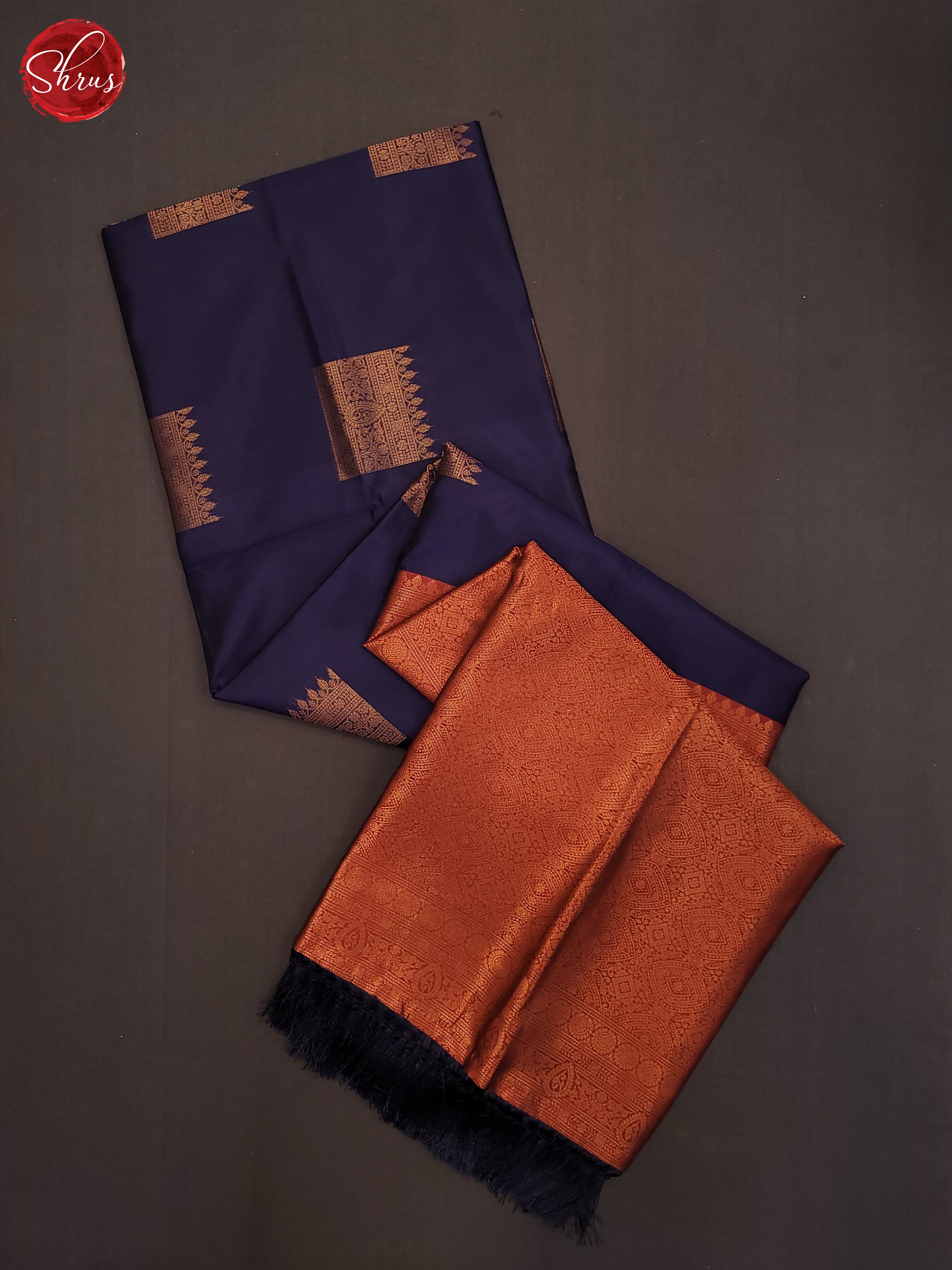 Navy Blue & Maroon - semi Soft Silk Saree - Shop on ShrusEternity.com