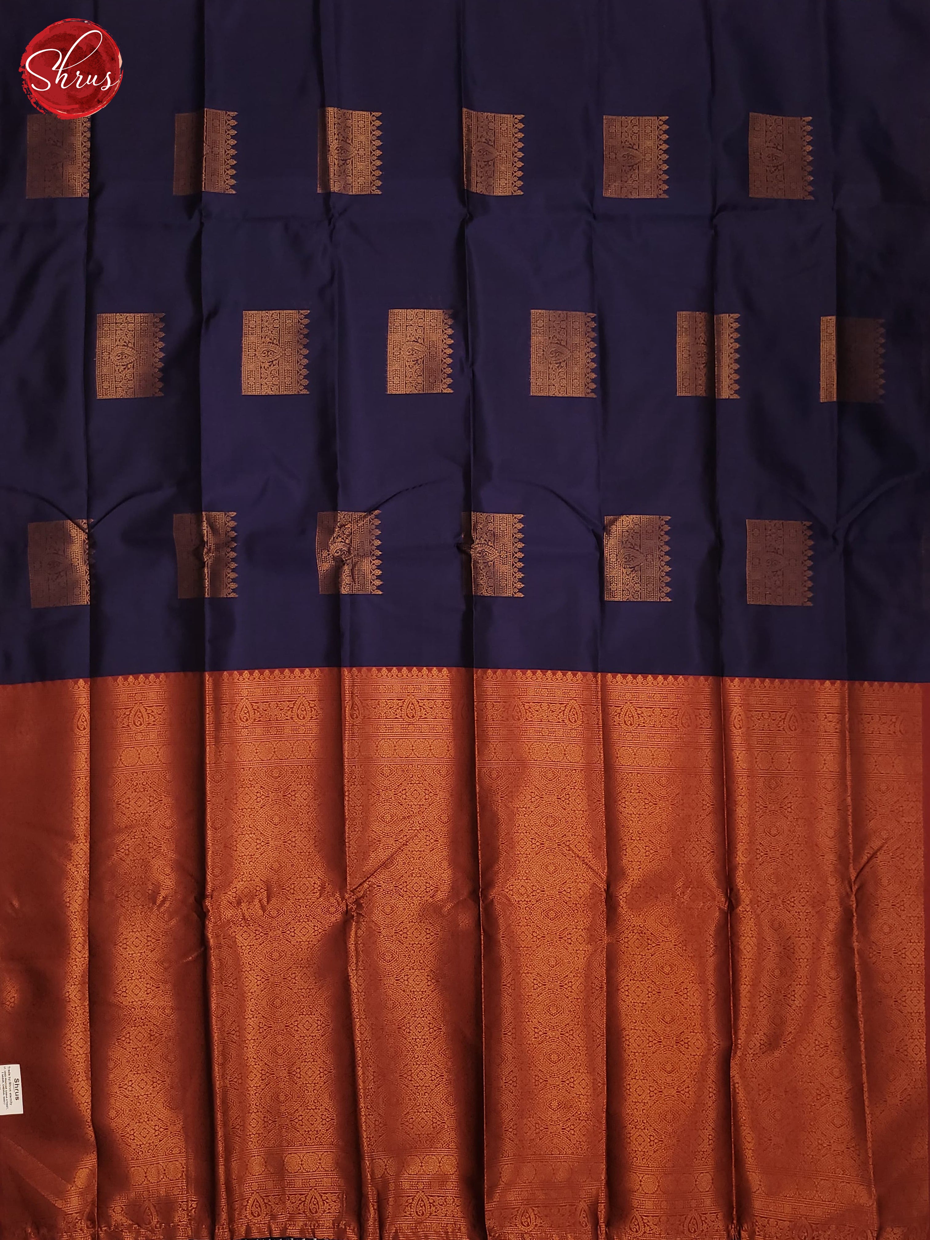 Navy Blue & Maroon - semi Soft Silk Saree - Shop on ShrusEternity.com