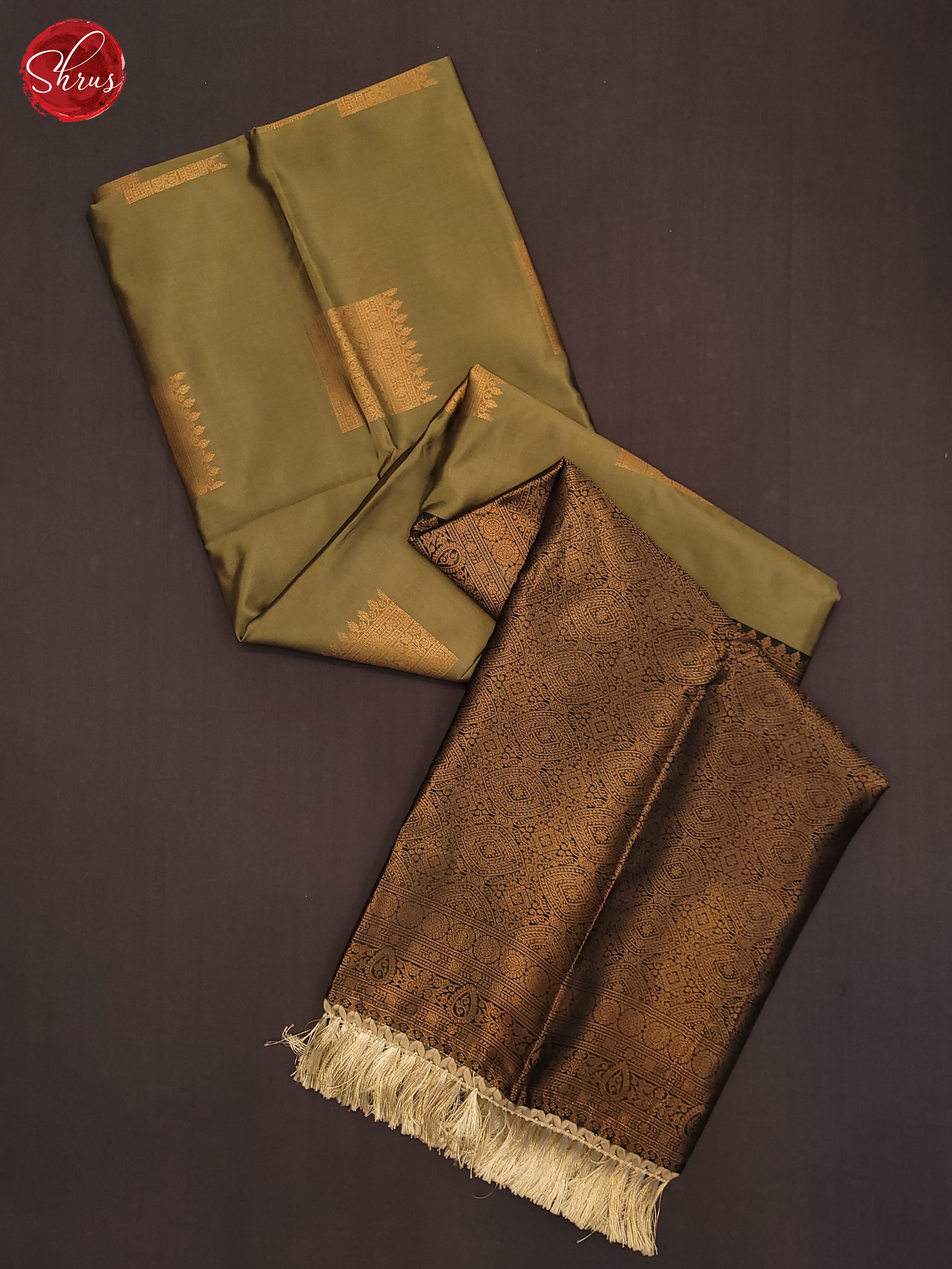 Army Green & Green- Semi Softsilk Saree - Shop on ShrusEternity.com