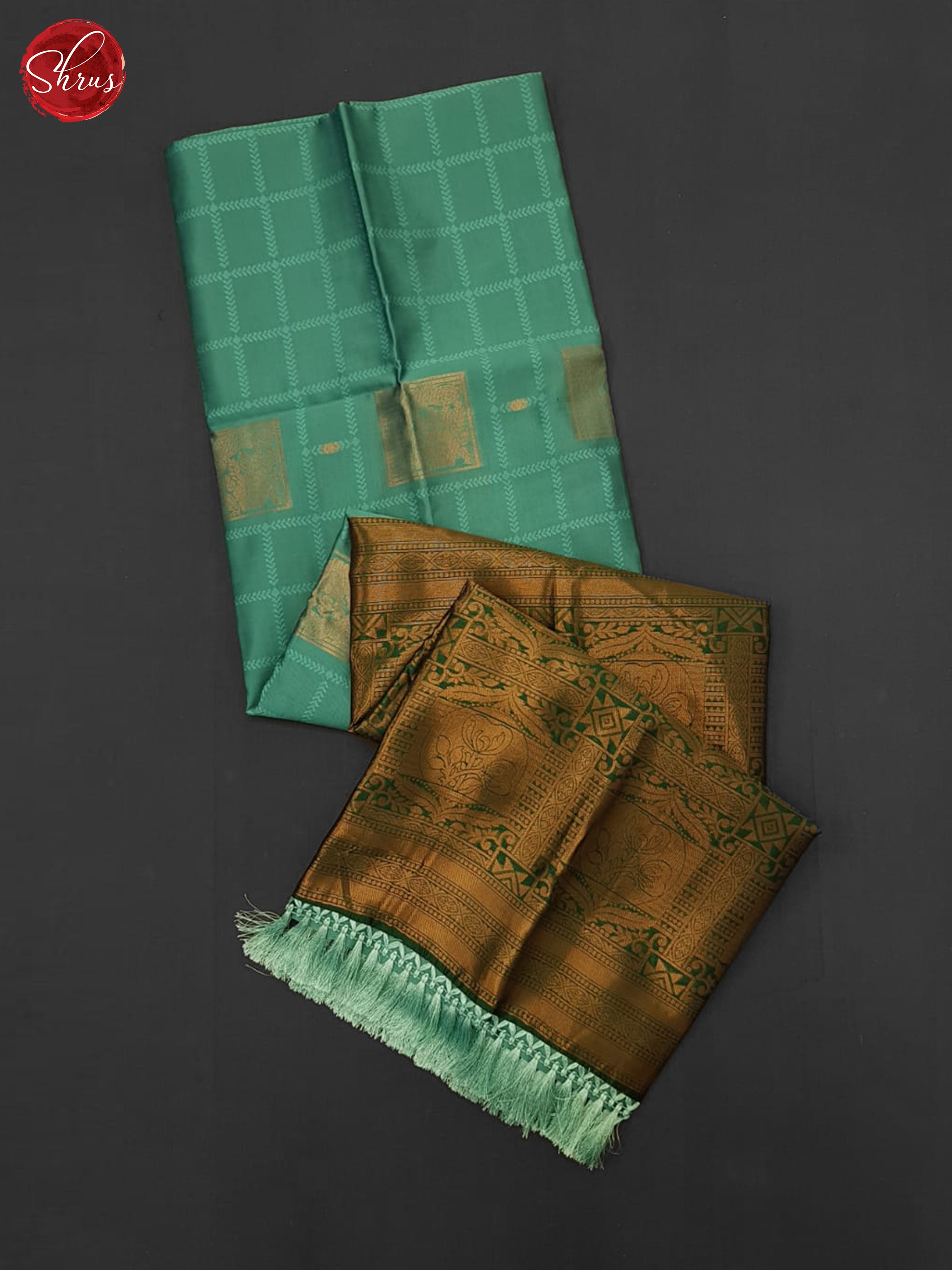 aqua green and green - Semi Soft Silk Saree - Shop on ShrusEternity.com