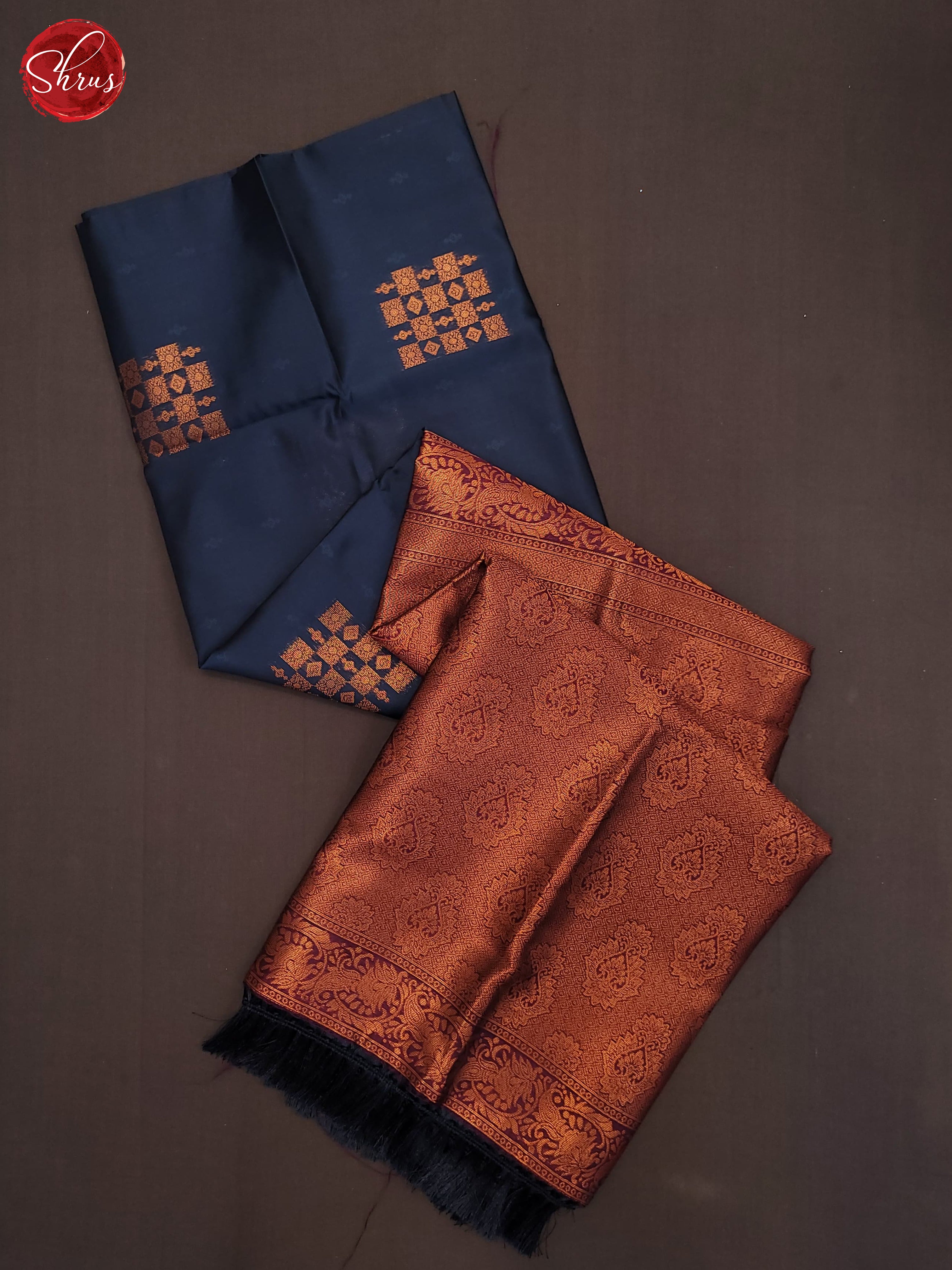 German Blue & Wine- Semi Soft Silk Saree - Shop on ShrusEternity.com