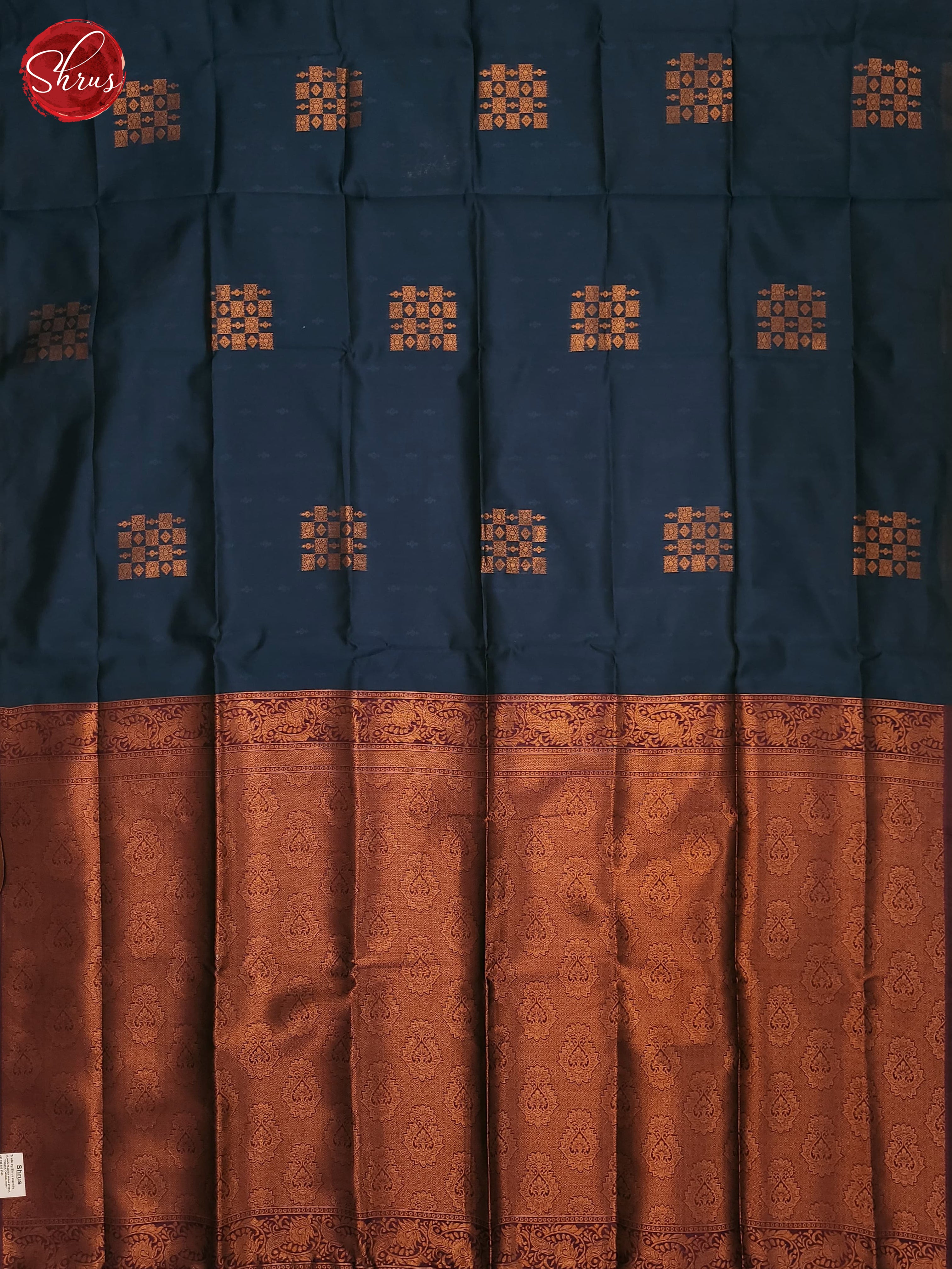 German Blue & Wine- Semi Soft Silk Saree - Shop on ShrusEternity.com