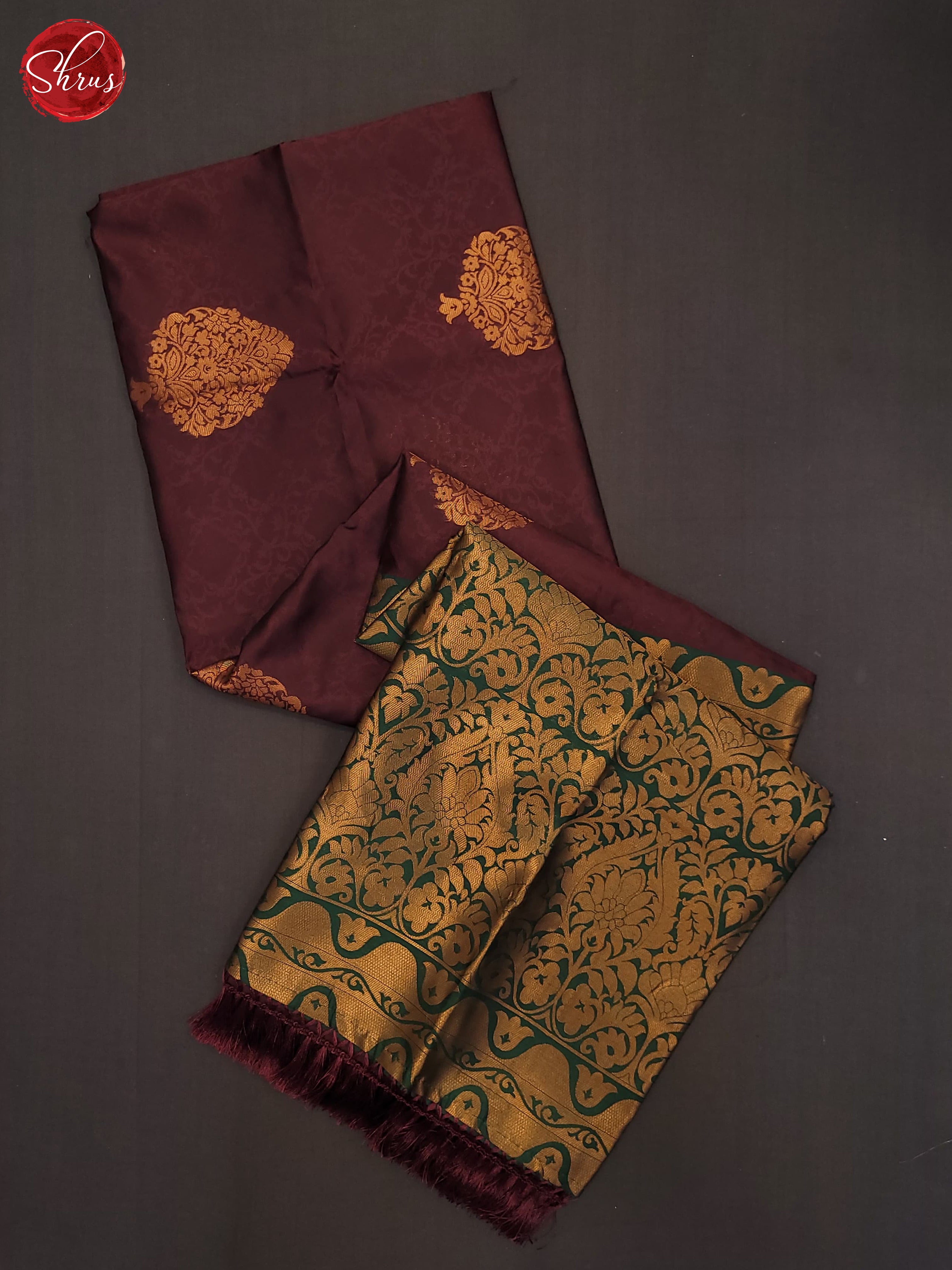 Wine & Green - Semi Soft Silk Saree - Shop on ShrusEternity.com