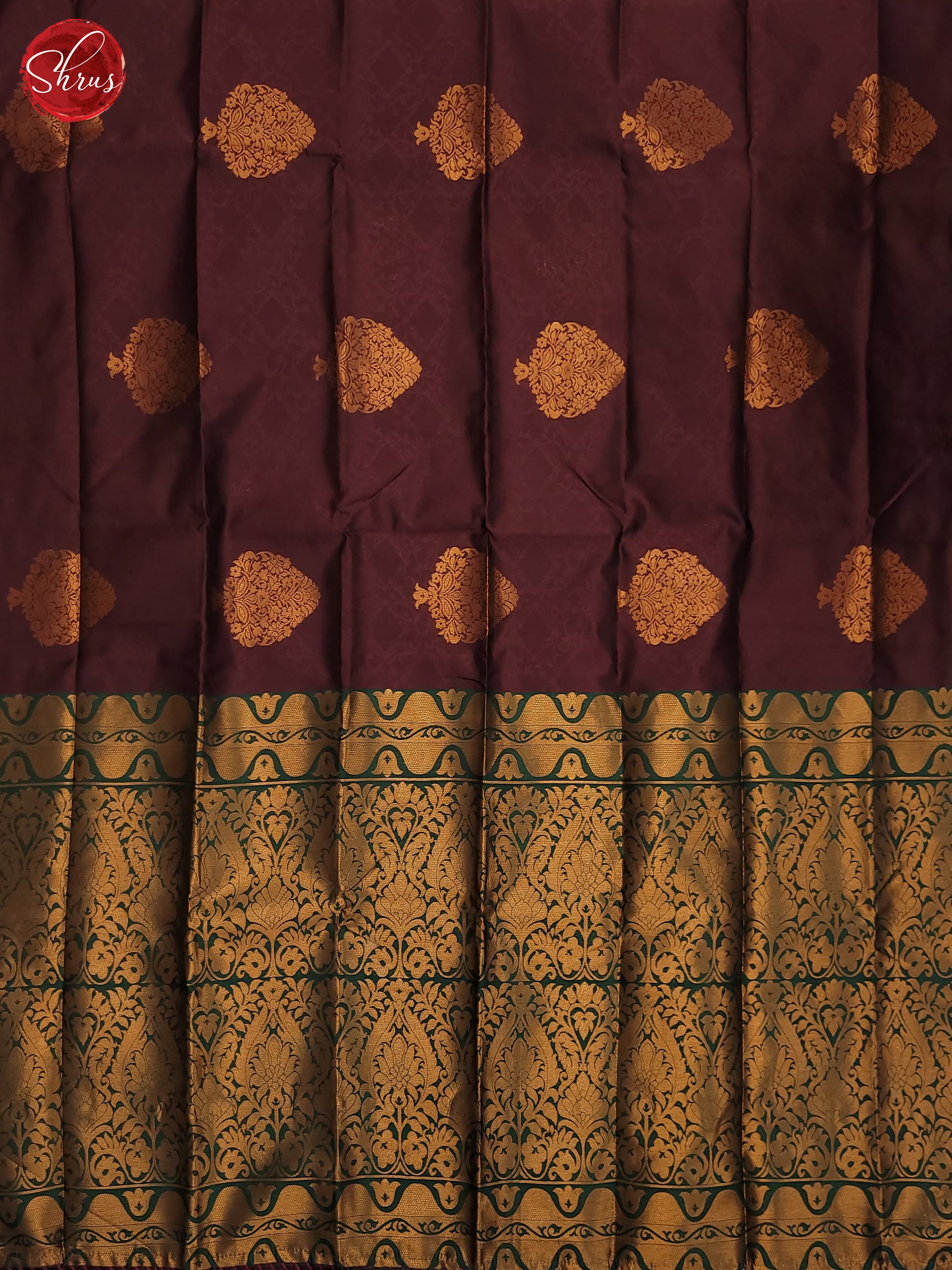 Wine & Green - Semi Soft Silk Saree - Shop on ShrusEternity.com