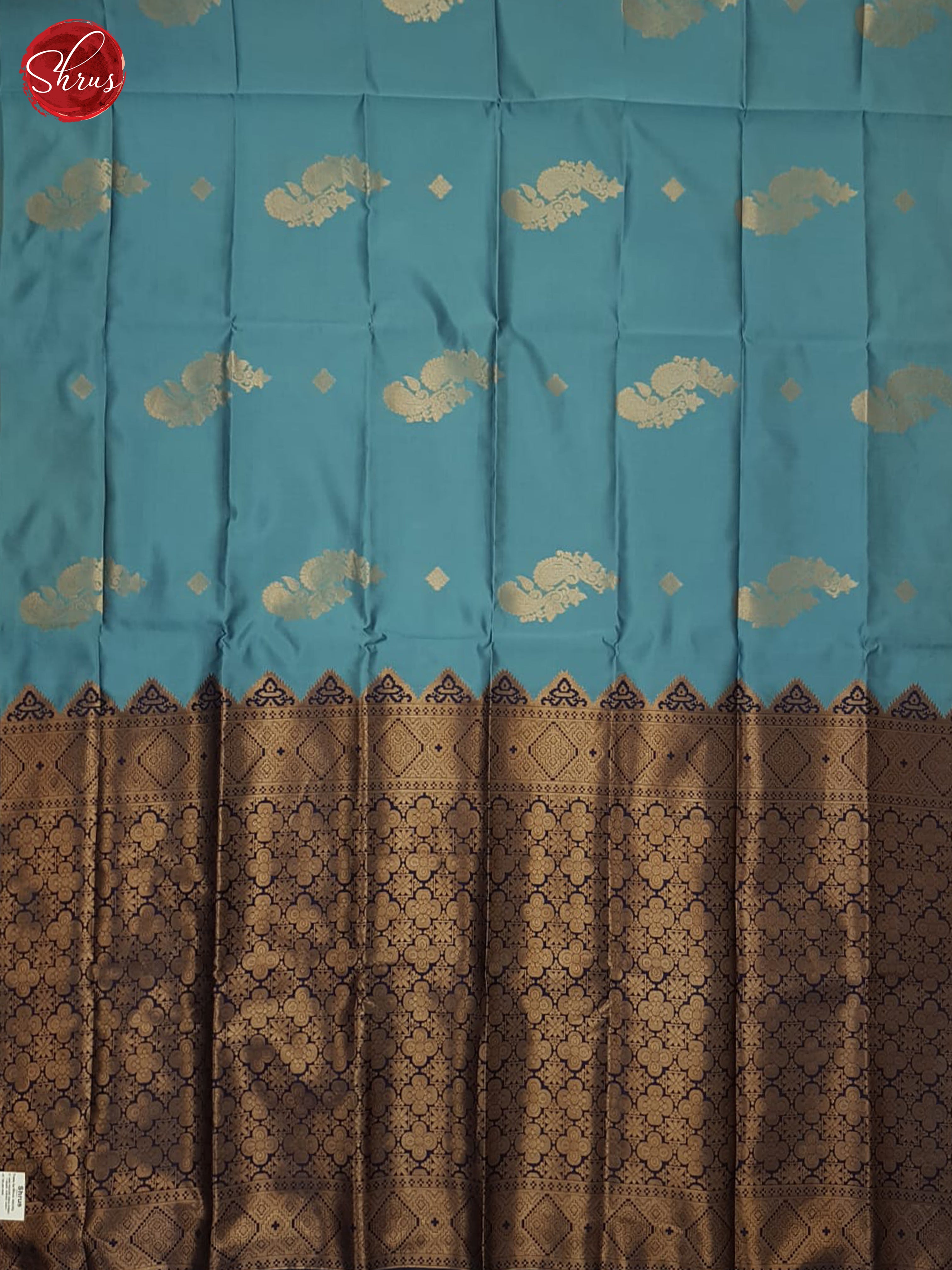 Pastel blue & Blue - Semi Soft Silk Saree - Shop on ShrusEternity.com