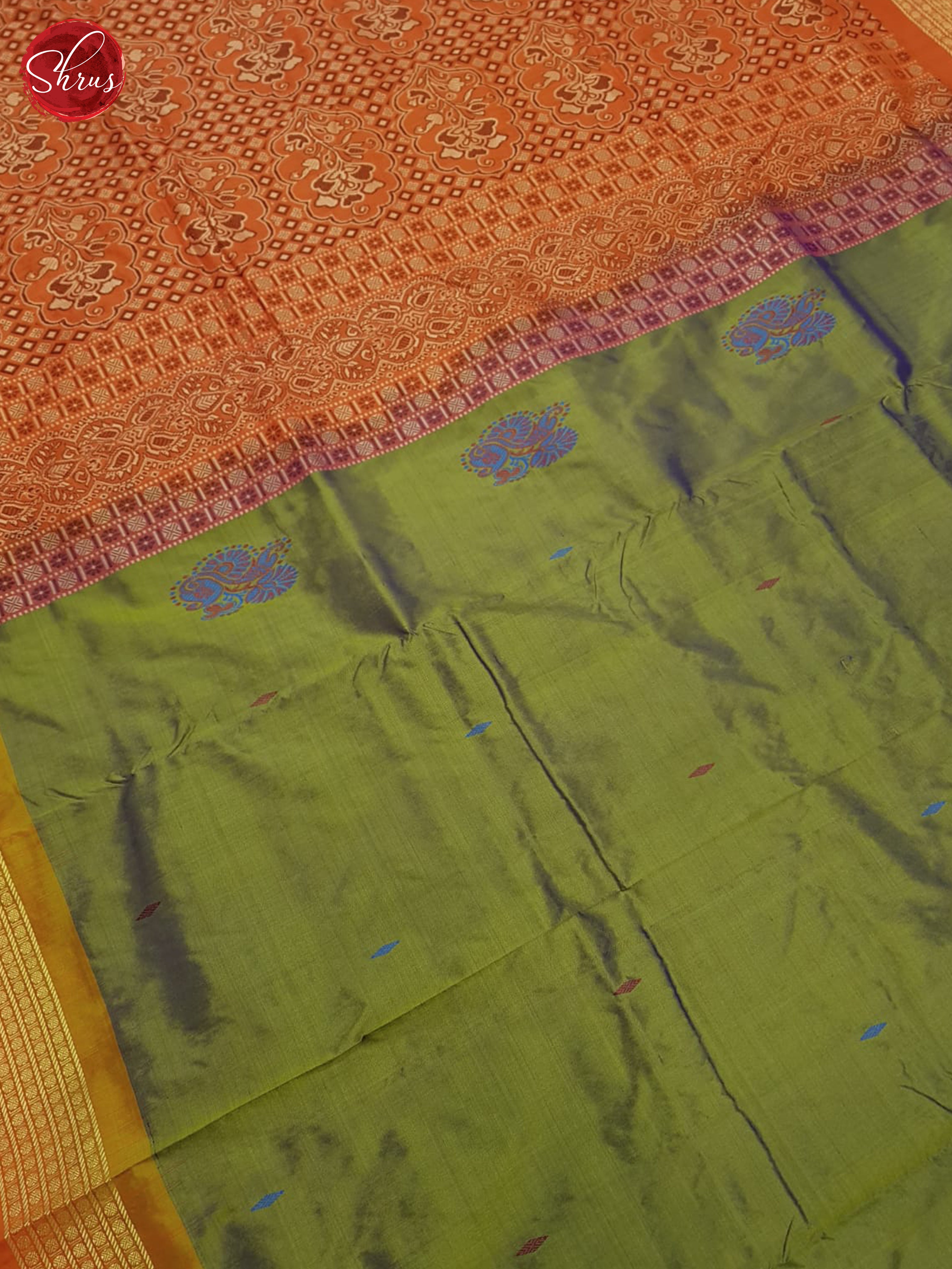 Green & Orange - Odisha Sambalpuri Silk Saree - Shop on ShrusEternity.com