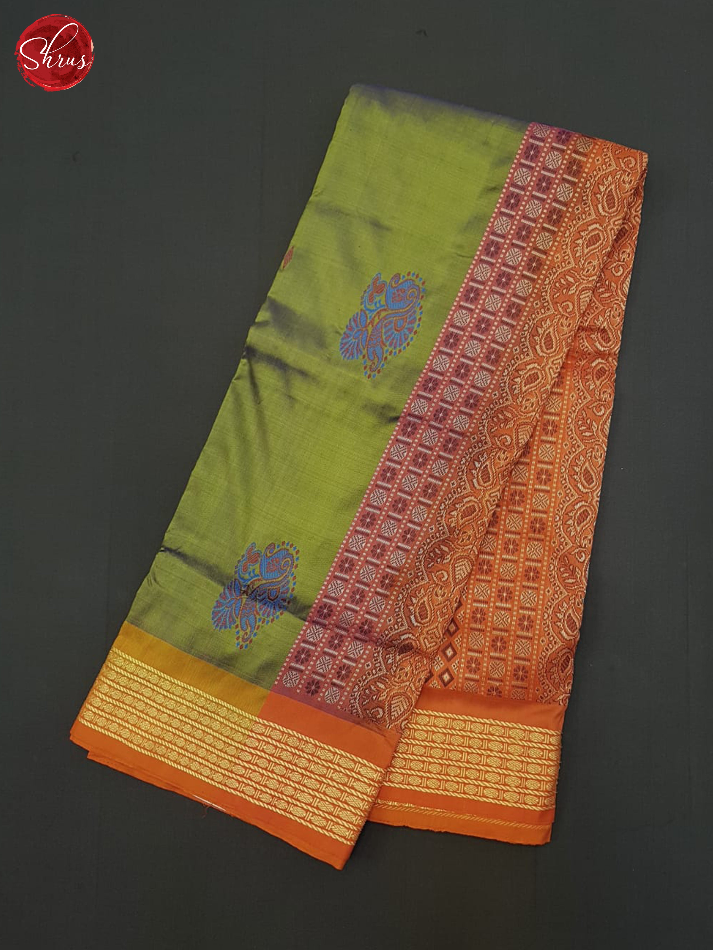 Green & Orange - Odisha Sambalpuri Silk Saree - Shop on ShrusEternity.com