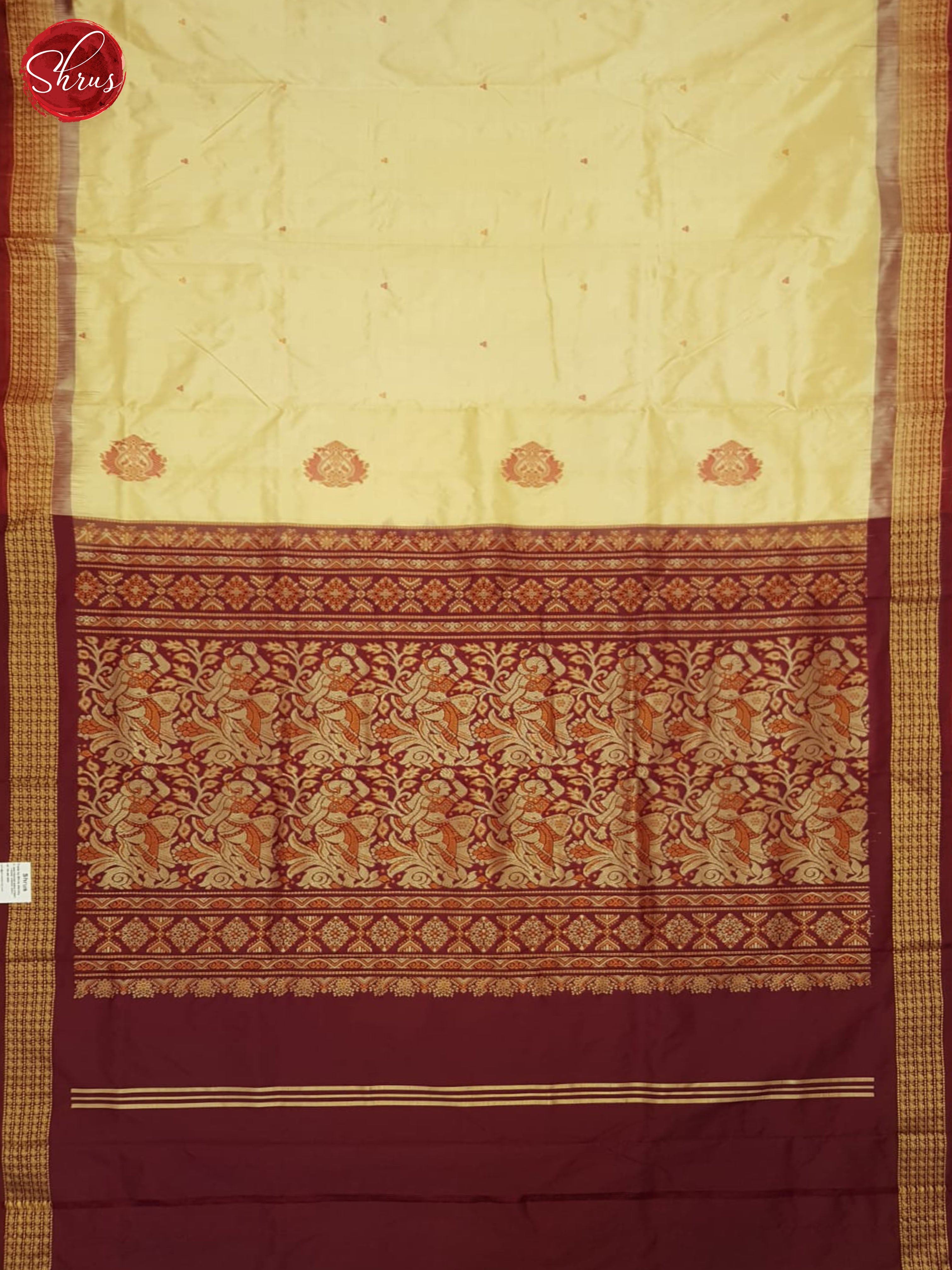 Beige & Marron - Odisha Sambalpuri silk Saree - Shop on ShrusEternity.com