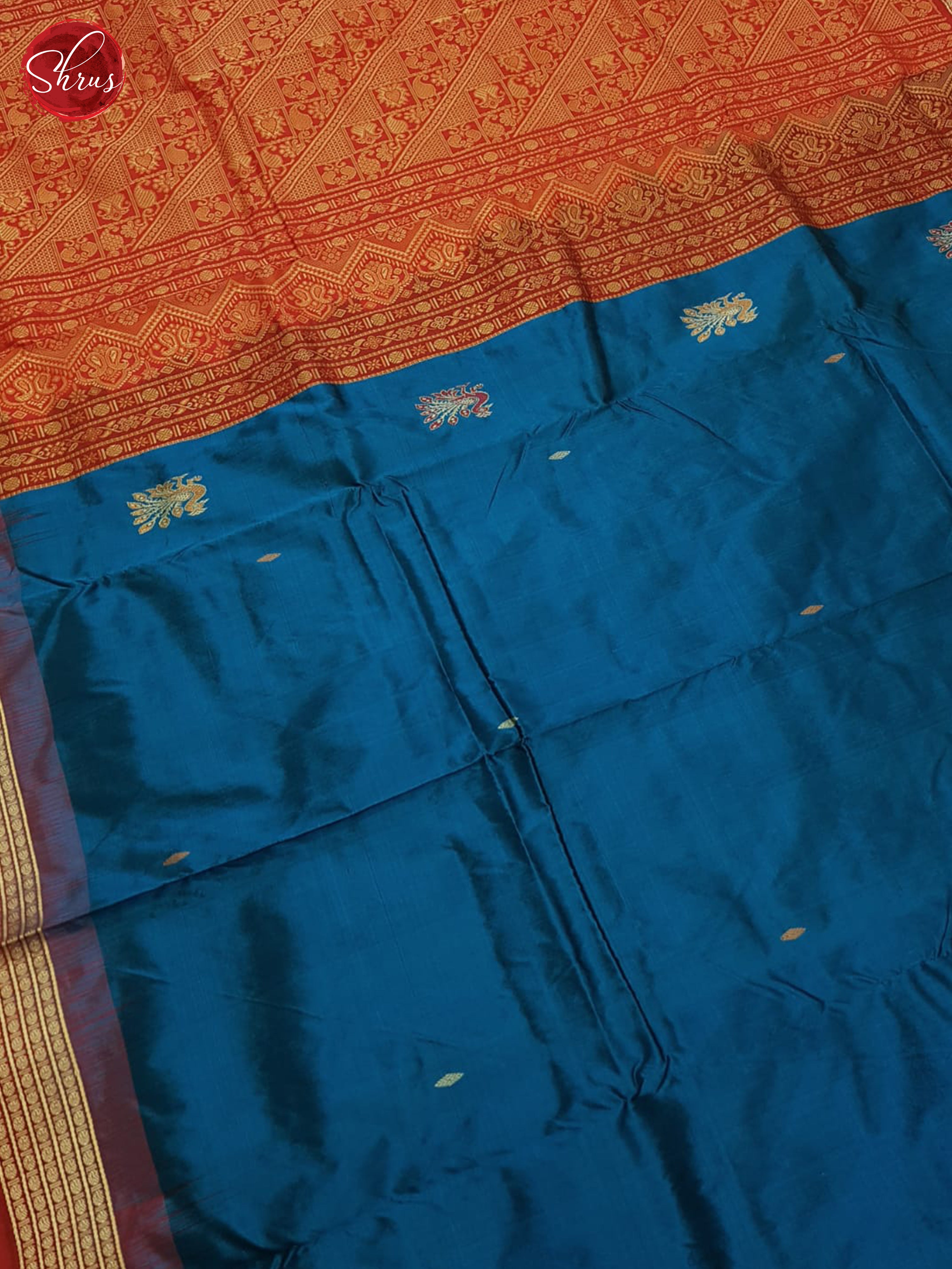 Blue & Red -Odisha Sambalpuri  Silk Saree - Shop on ShrusEternity.com