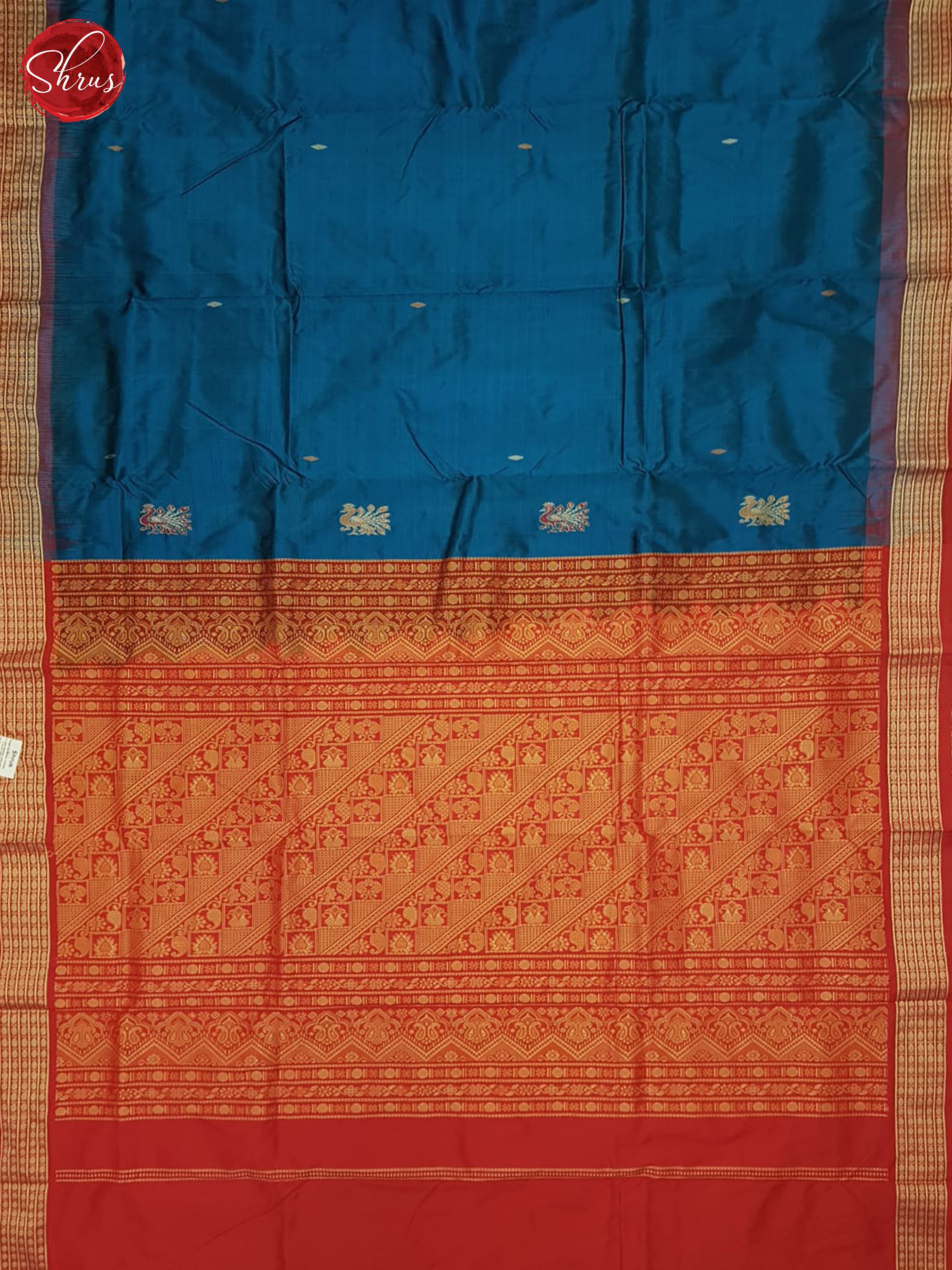 Blue & Red -Odisha Sambalpuri  Silk Saree - Shop on ShrusEternity.com