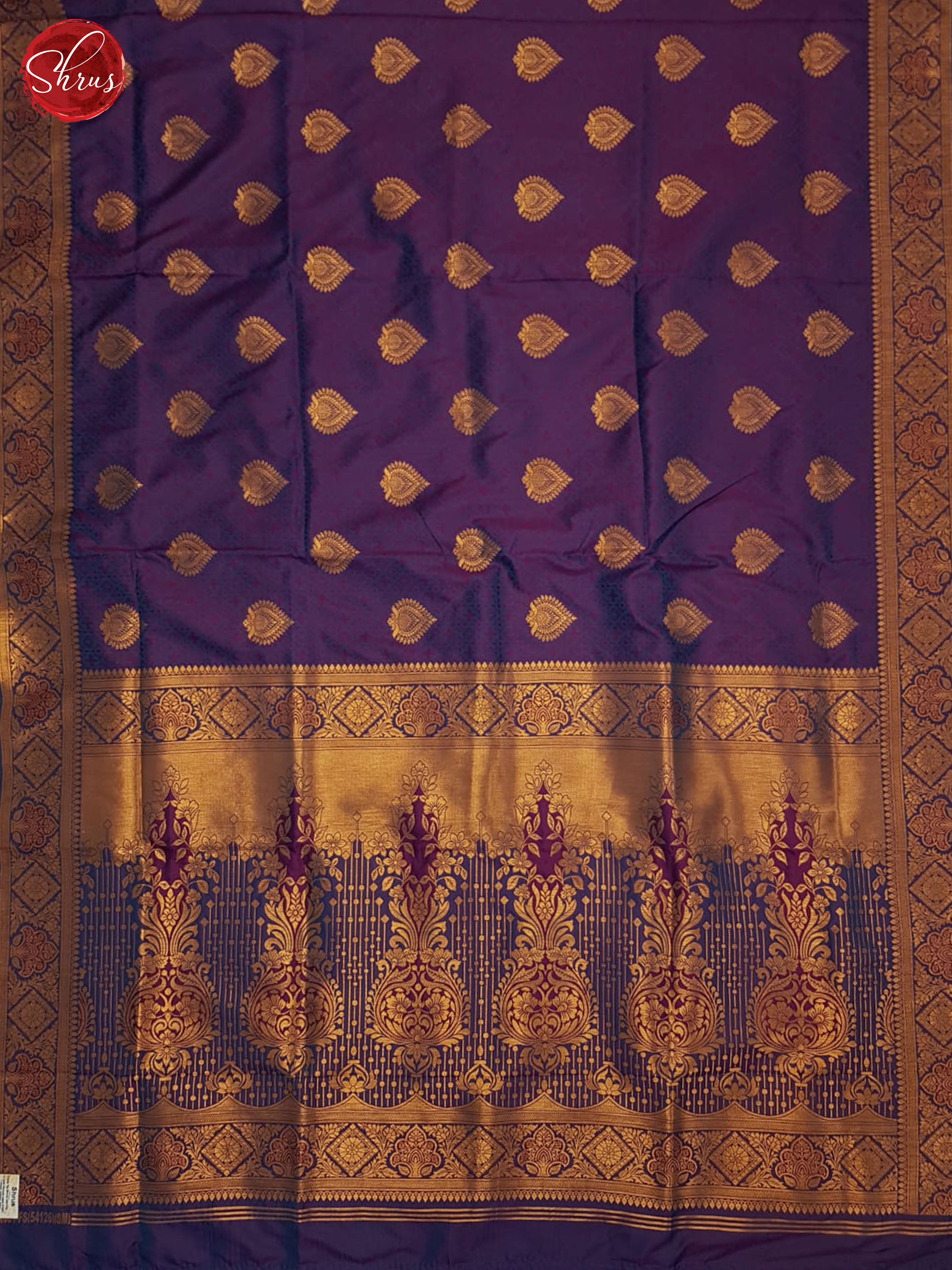 Double Shaded Purple And Blue-Semi kanchipuram Saree - Shop on ShrusEternity.com