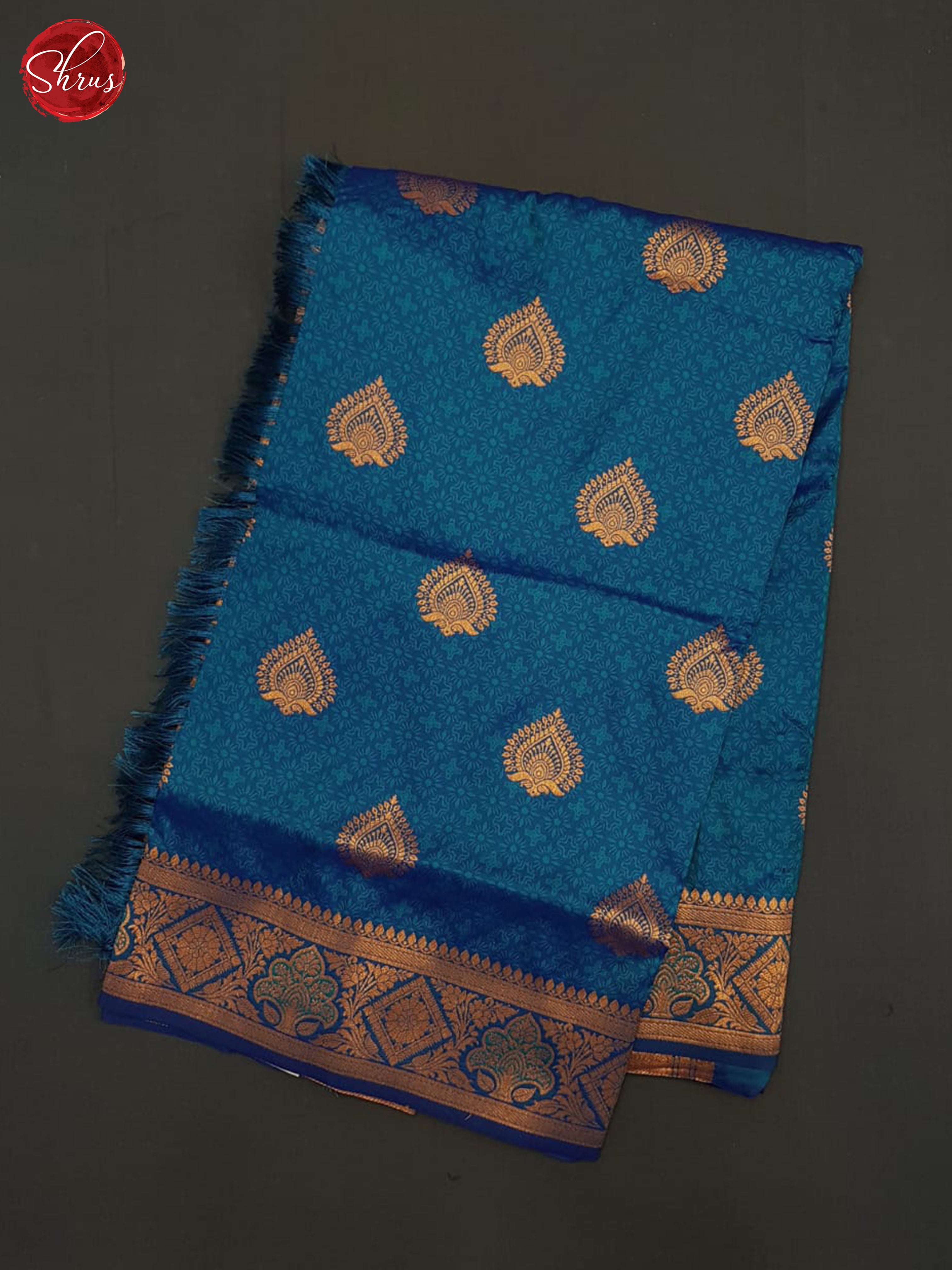 Blue(single tone)-Semi Kanchipuram Saree - Shop on ShrusEternity.com