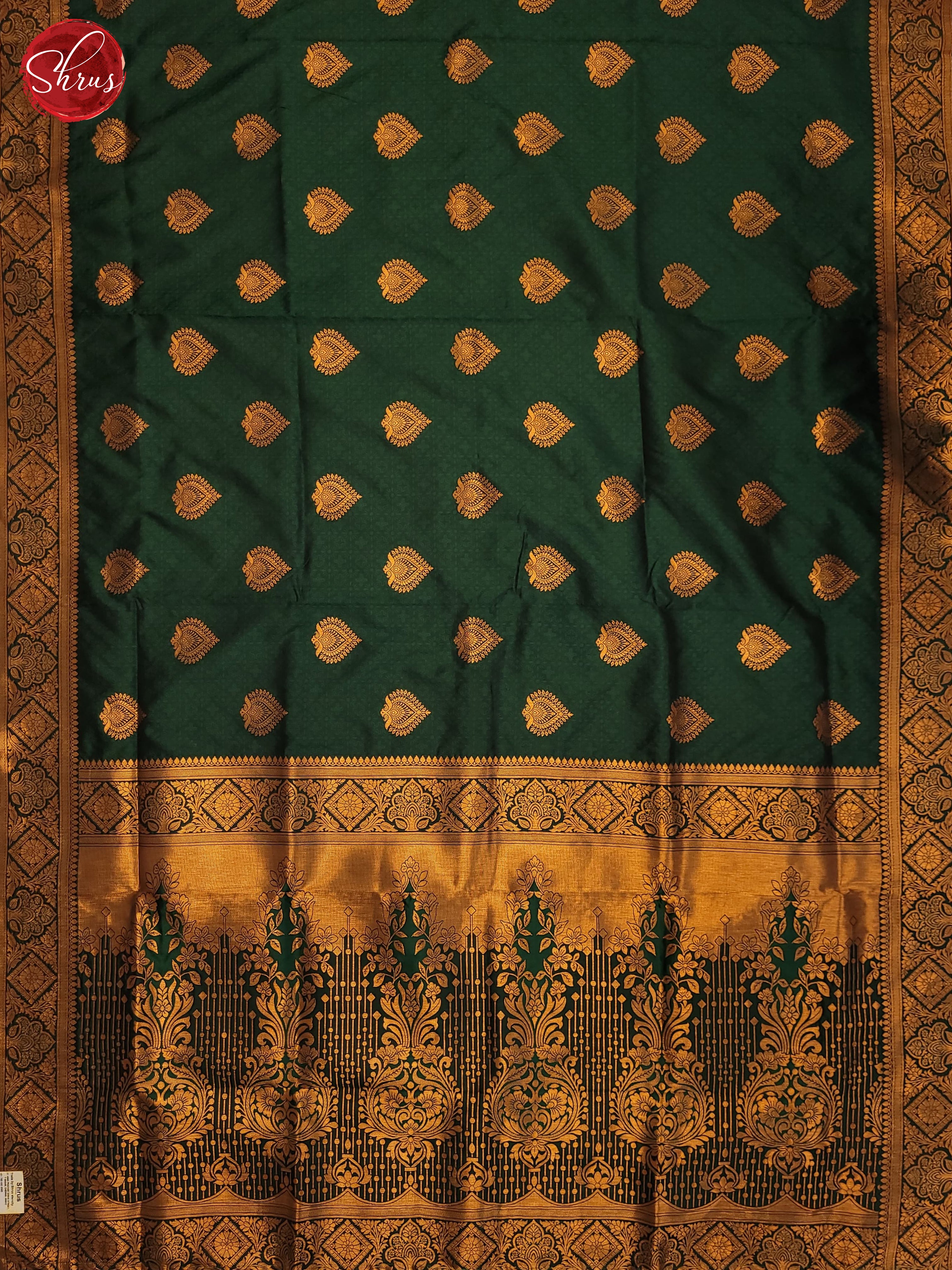 Bottle Green(SIngle Tone)- Semi Kanchipuram Saree - Shop on ShrusEternity.com