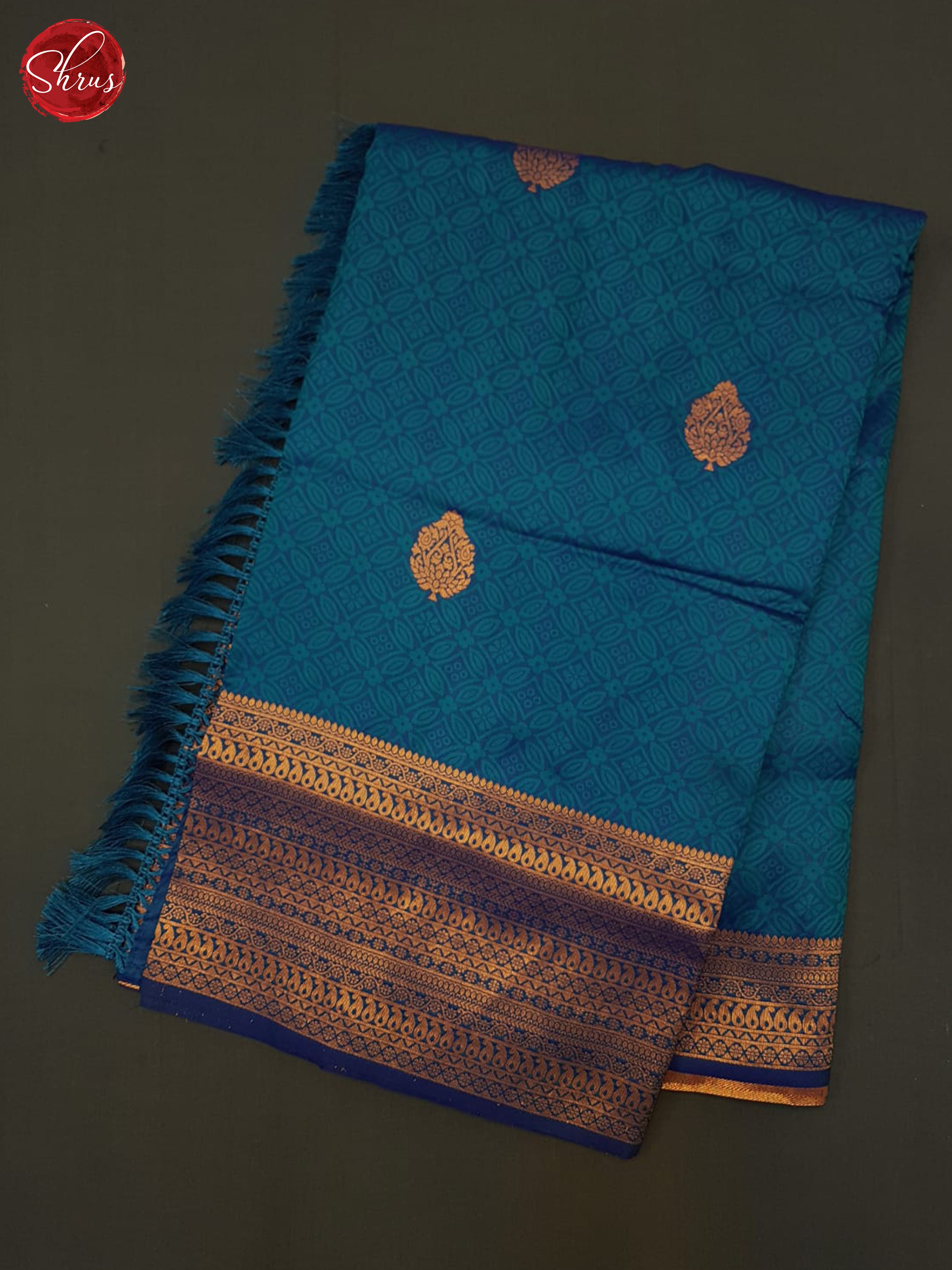 Blue(Single Tone)- Semi Kanchipuram Saree - Shop on ShrusEternity.com