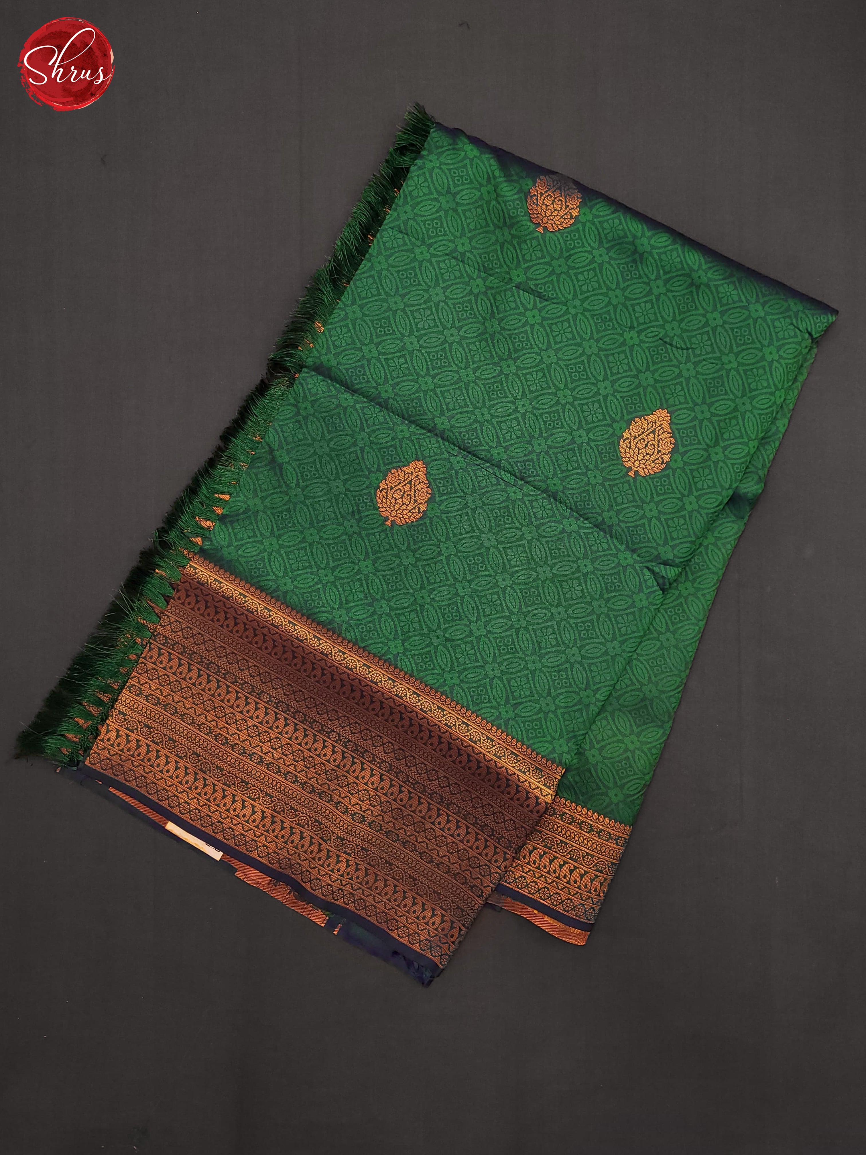 Green (Single Tone) - Semi Kanchipuram Saree - Shop on ShrusEternity.com