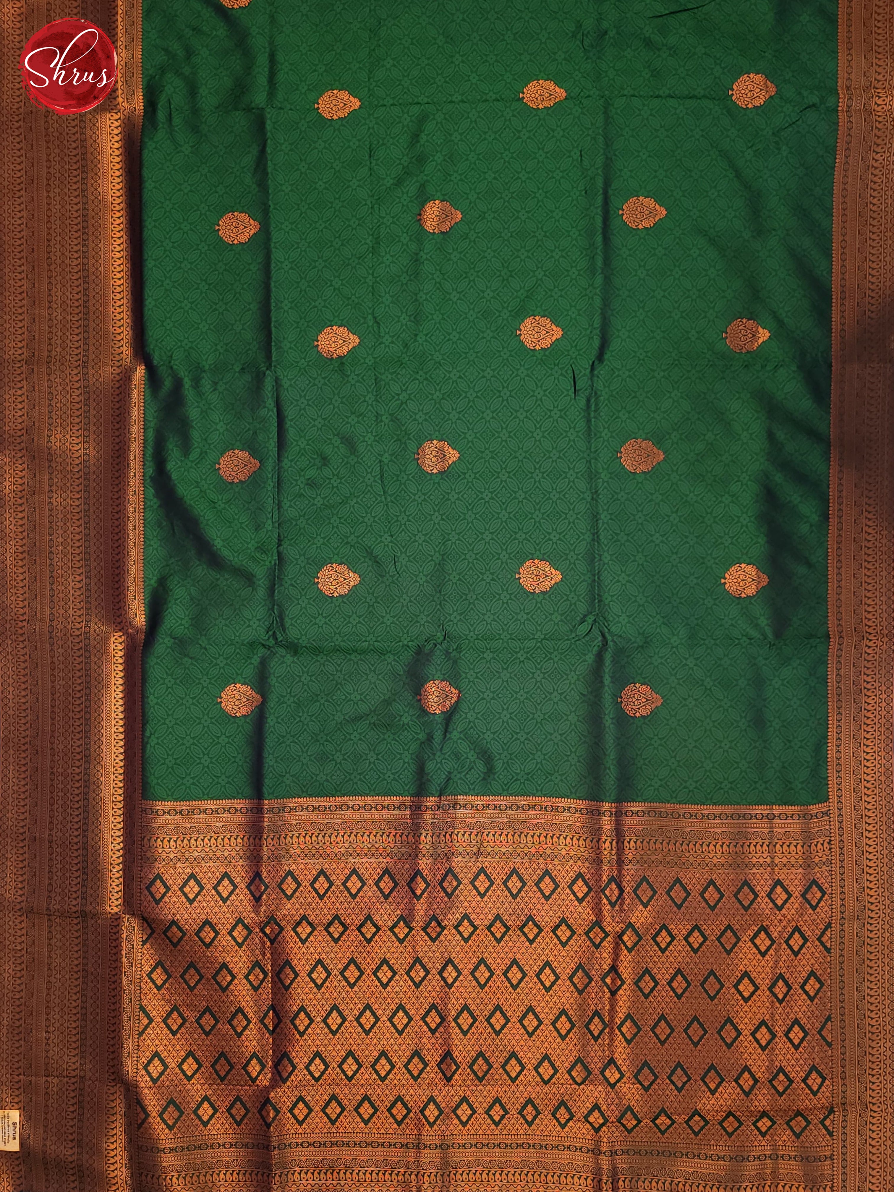 Green (Single Tone) - Semi Kanchipuram Saree - Shop on ShrusEternity.com
