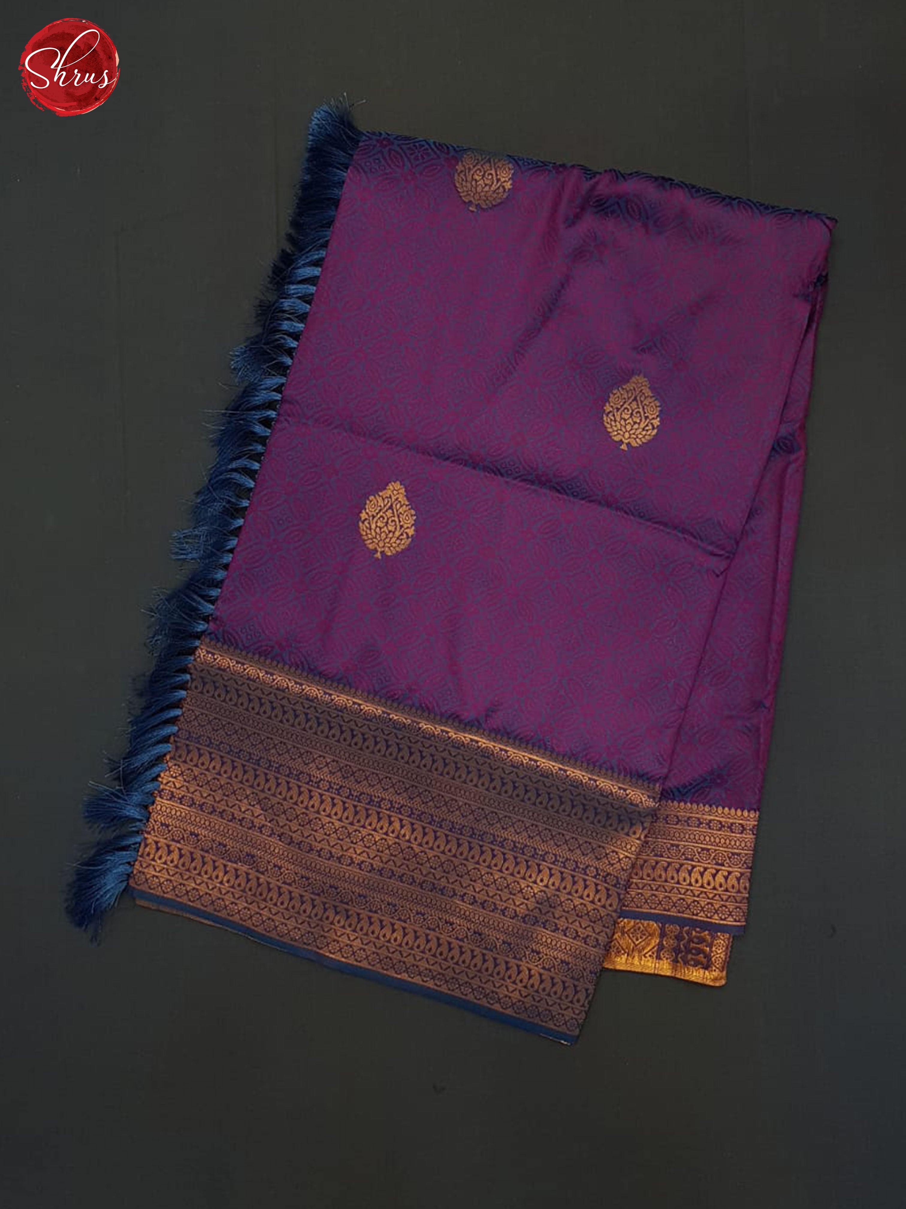 Purple And Blue-Semi Kanchipuram saree - Shop on ShrusEternity.com