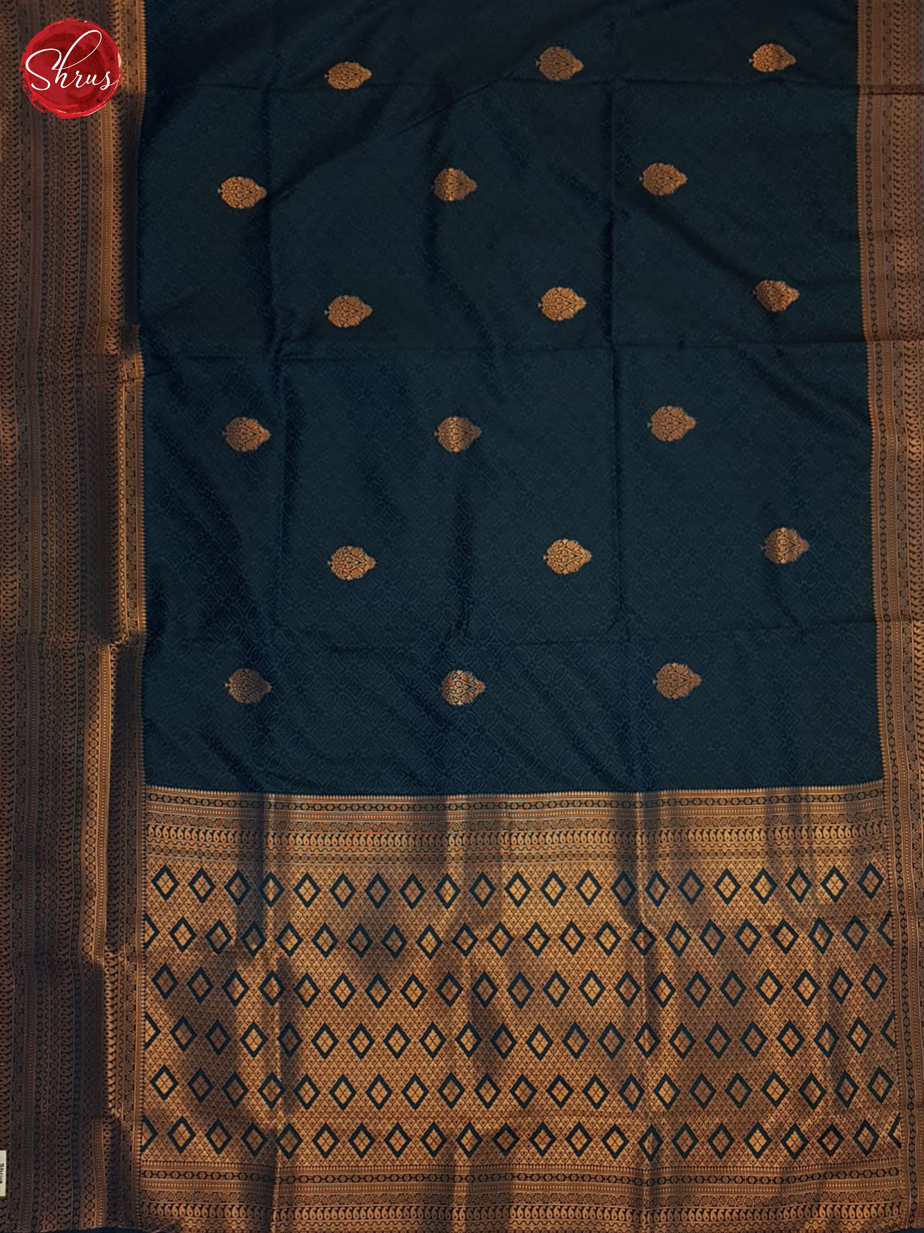 Blue(single Tone)-Semi Kanchipuram Saree - Shop on ShrusEternity.com