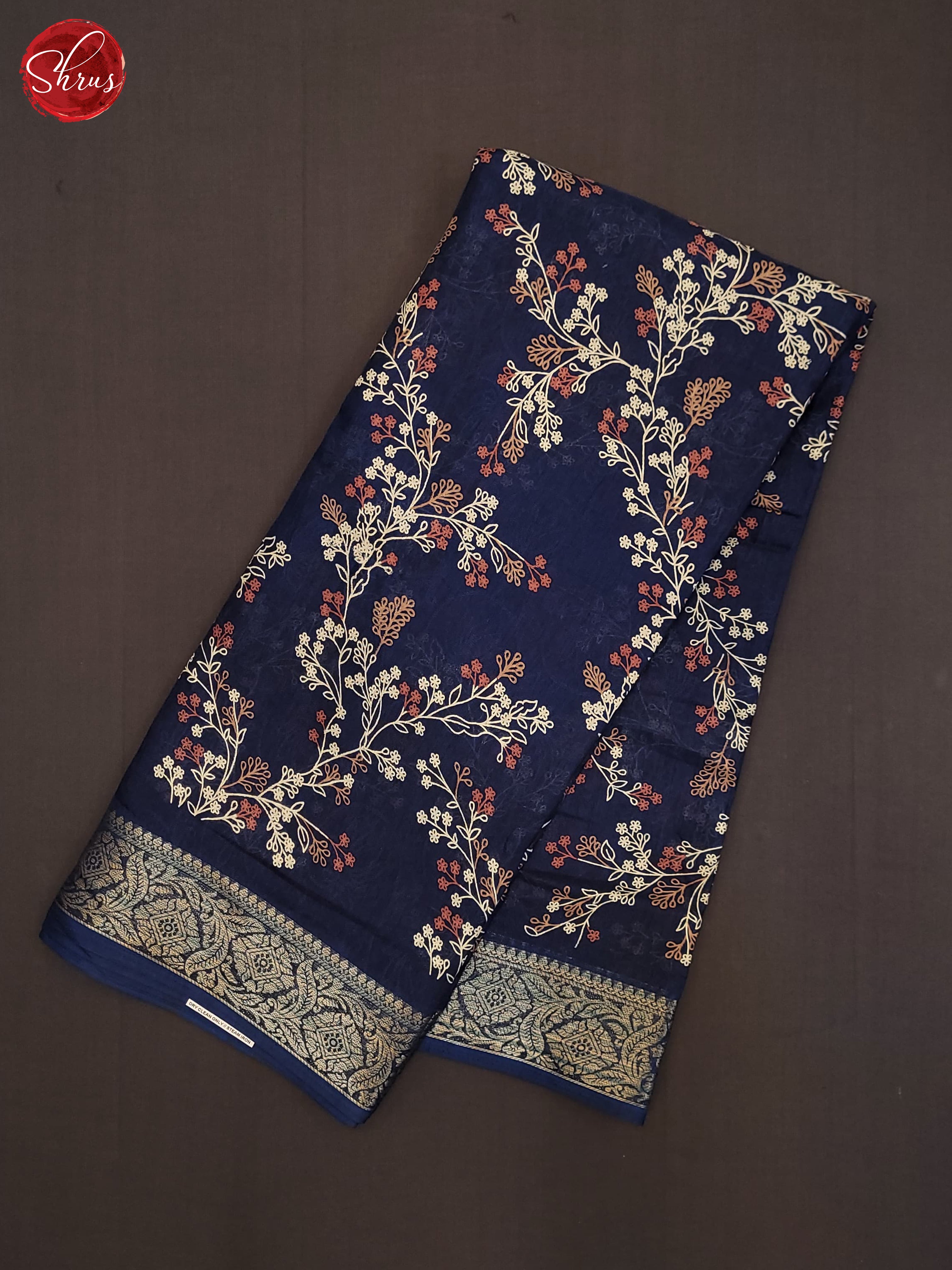 Navy Blue(Single Tone)- Semi Crepe Saree - Shop on ShrusEternity.com