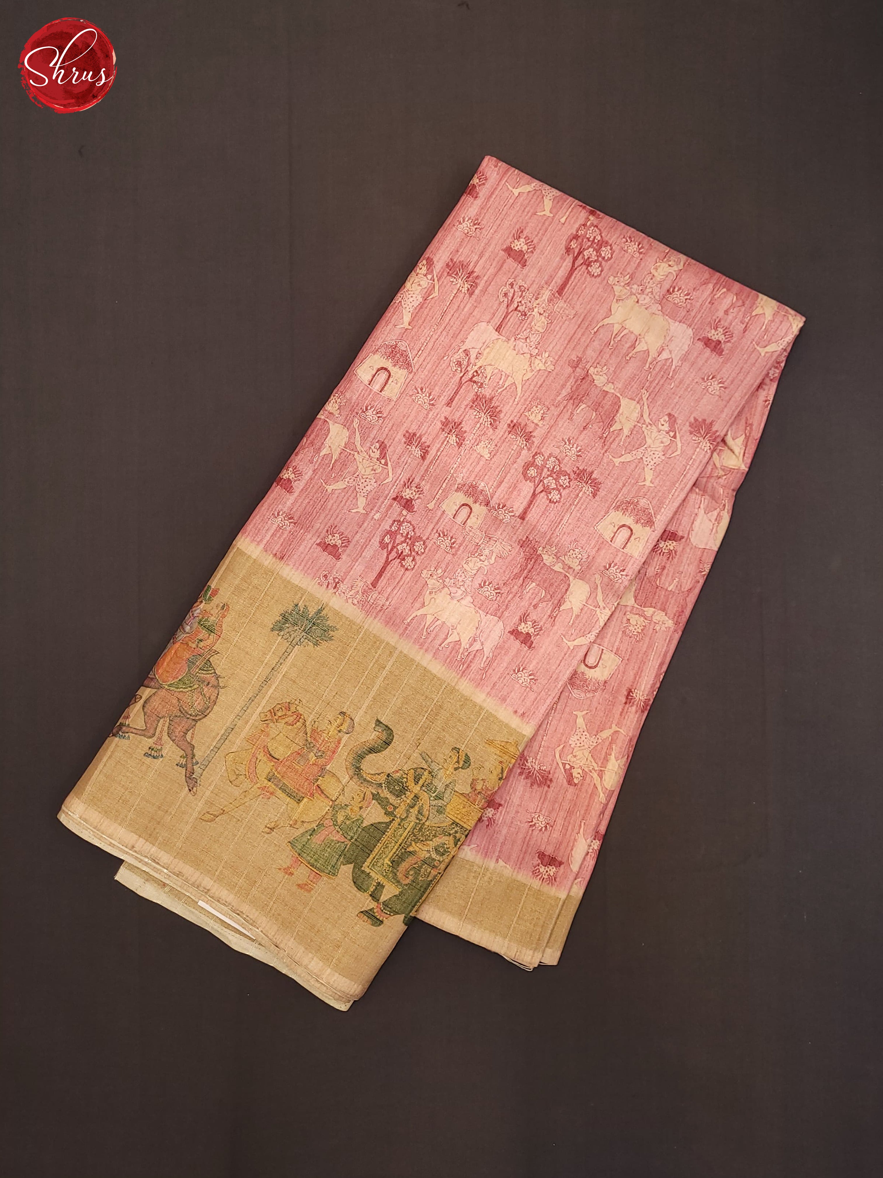 pink and Beige- Semi Tussar Saree - Shop on ShrusEternity.com