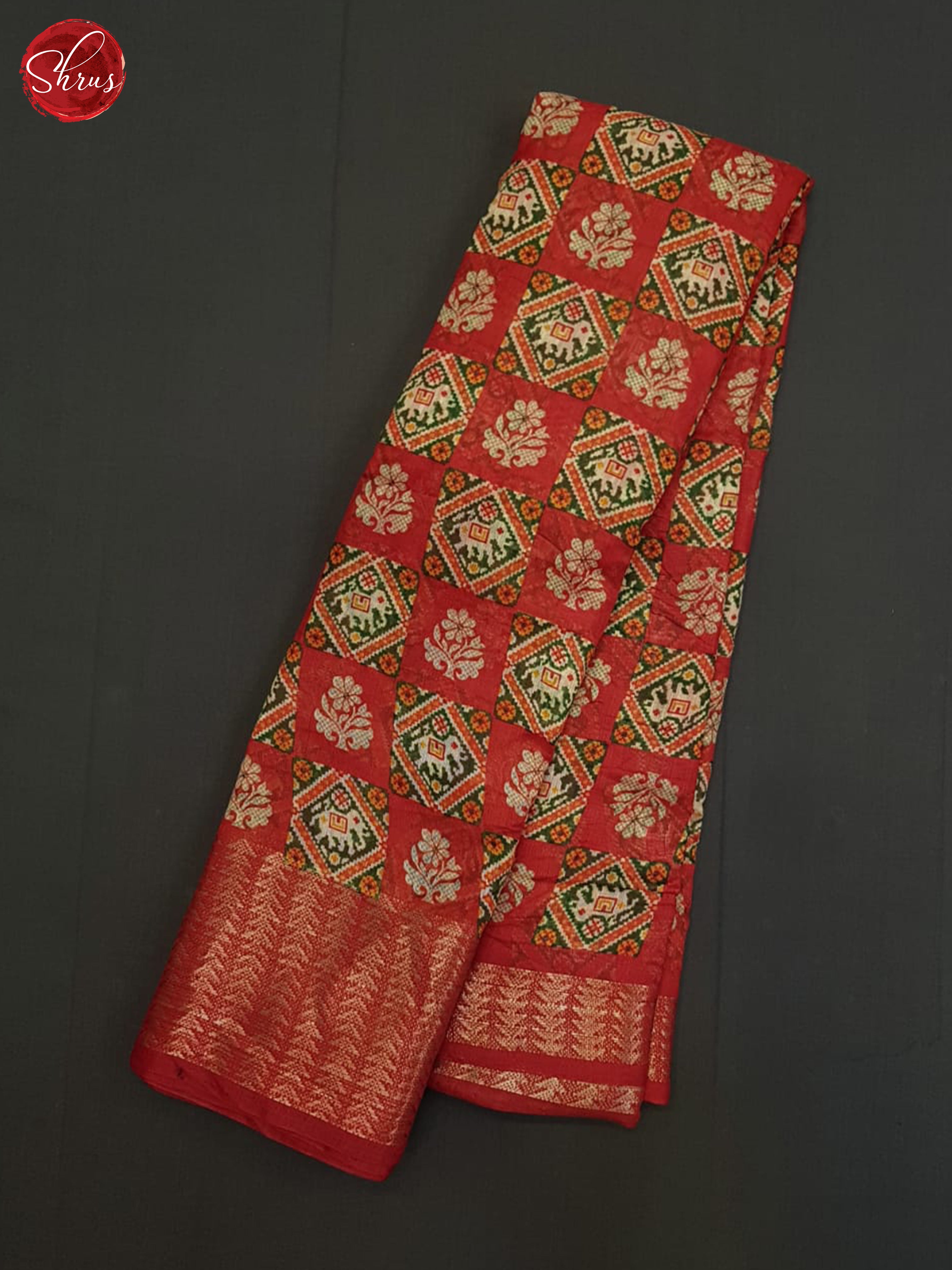 Red(single tone)-Semi Gicha Saree - Shop on ShrusEternity.com