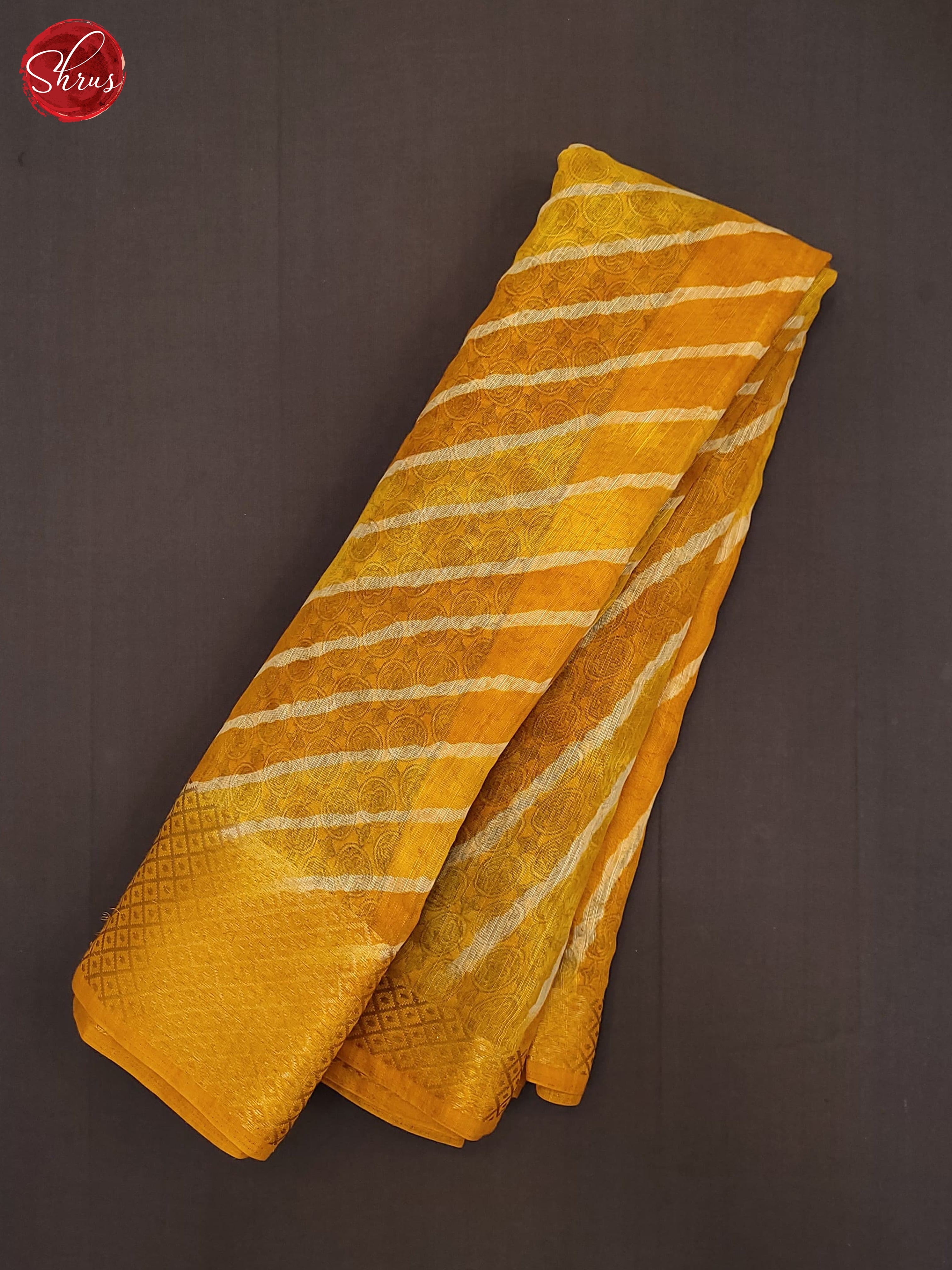 Yellow(Single Tone) - Semi Gicha Saree - Shop on ShrusEternity.com